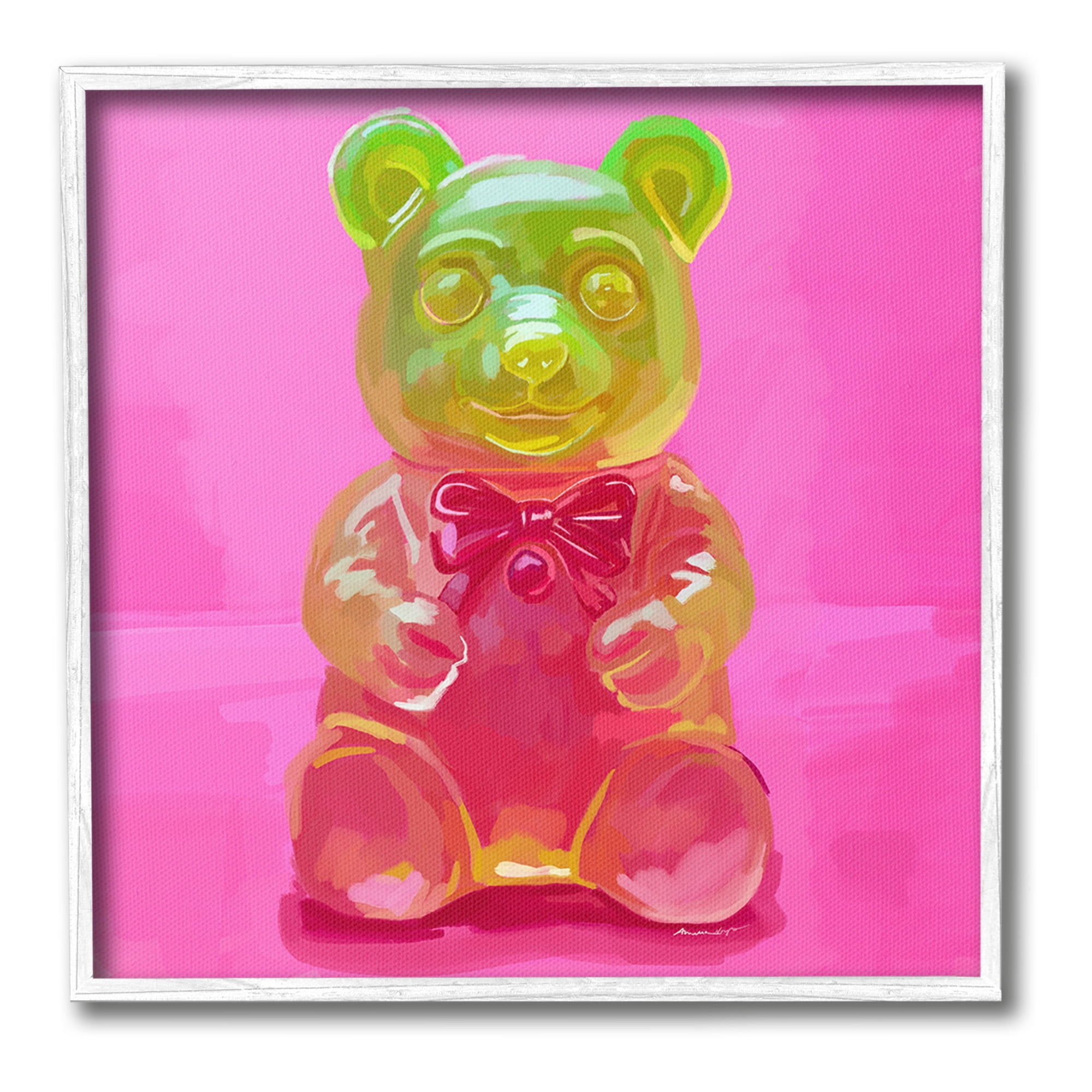 Stupell Industries Bold Candy Bear Food & Beverage Painting White Framed Art Print Wall Art, 17 x 17