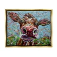 thumbnail image 1 of Stupell Industries Bold Cattle Cow Kaleidoscopic Layered Farm Painting Painting Metallic Gold Floating Framed Canvas Print Wall Art, Design by Carolee Vitaletti, 1 of 5
