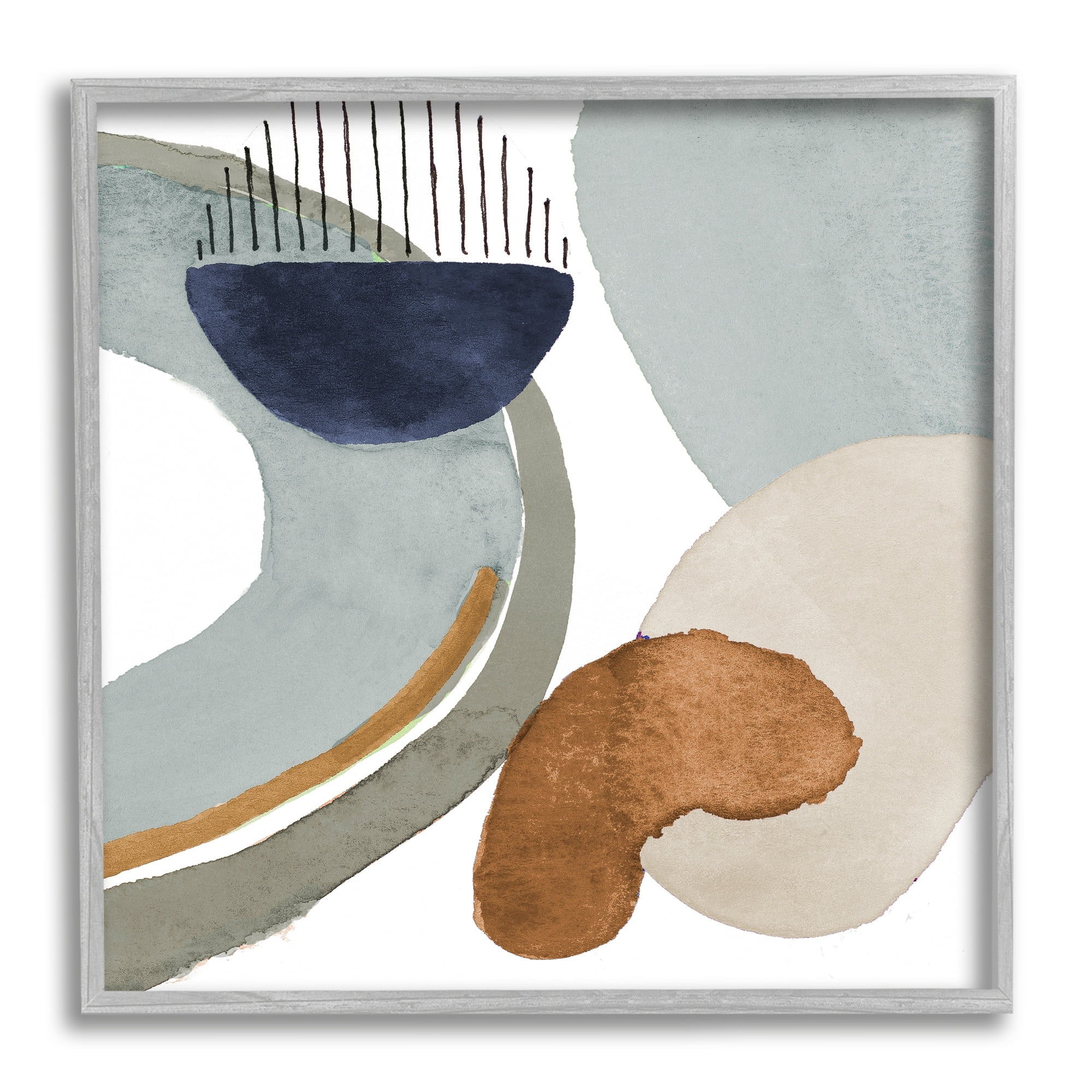 Stupell Industries Bold Contemporary Shapes Geometric Paint Strokes Lines Painting Gray Framed Art Print Wall Art, Design by Lanie Loreth