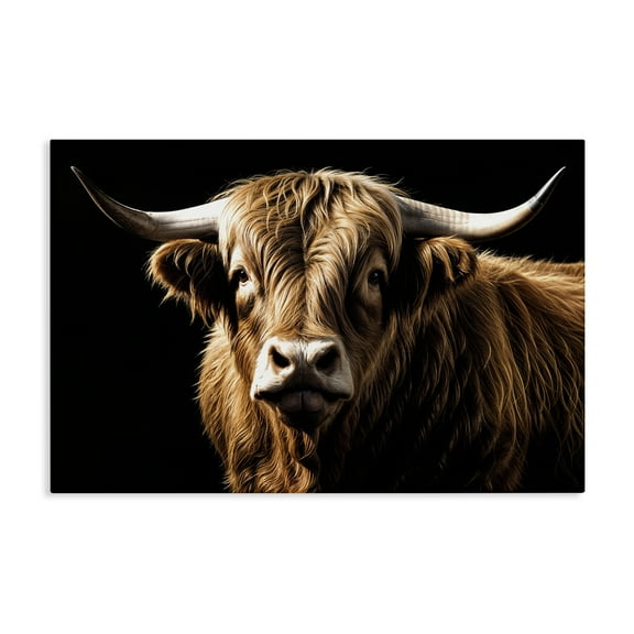 Stupell Industries Bold Contrast Cattle Portrait Animals Photography Wrapped Canvas Canvas Art Print Wall Art, 45 x 30