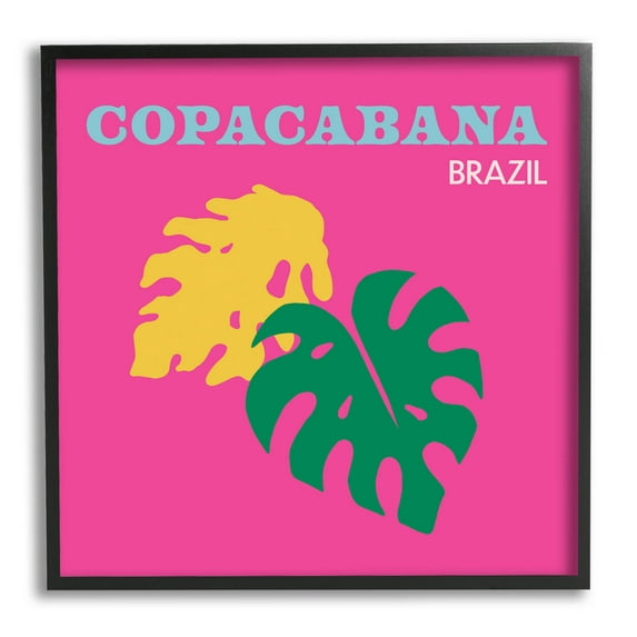 Stupell Industries Bold Copacabana Plant Leaves Graphic Art Black Framed Art Print Wall Art, Design by The Saturday Evening Post