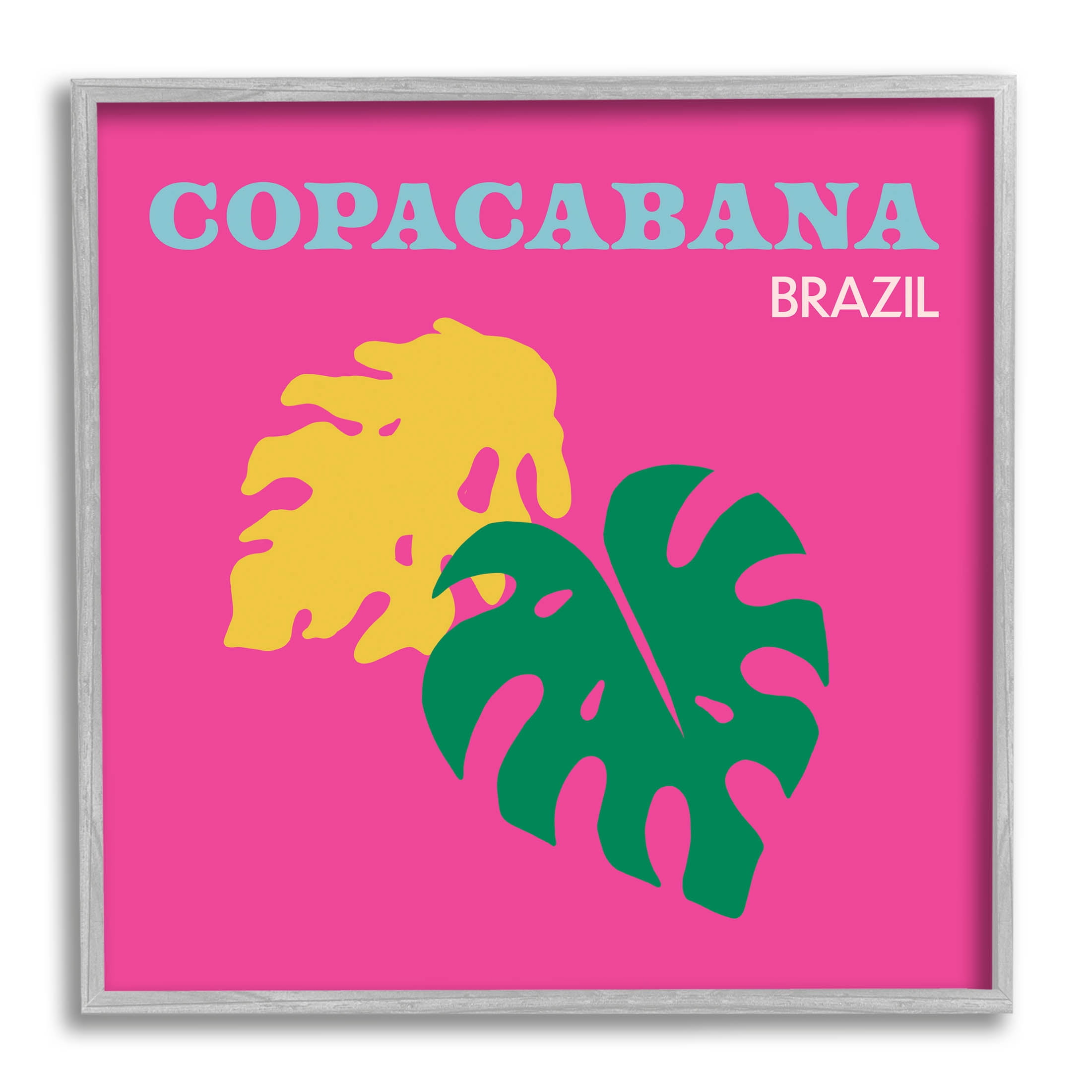 Stupell Industries Bold Copacabana Plant Leaves Graphic Art Gray Framed Art Print Wall Art, Design by The Saturday Evening Post