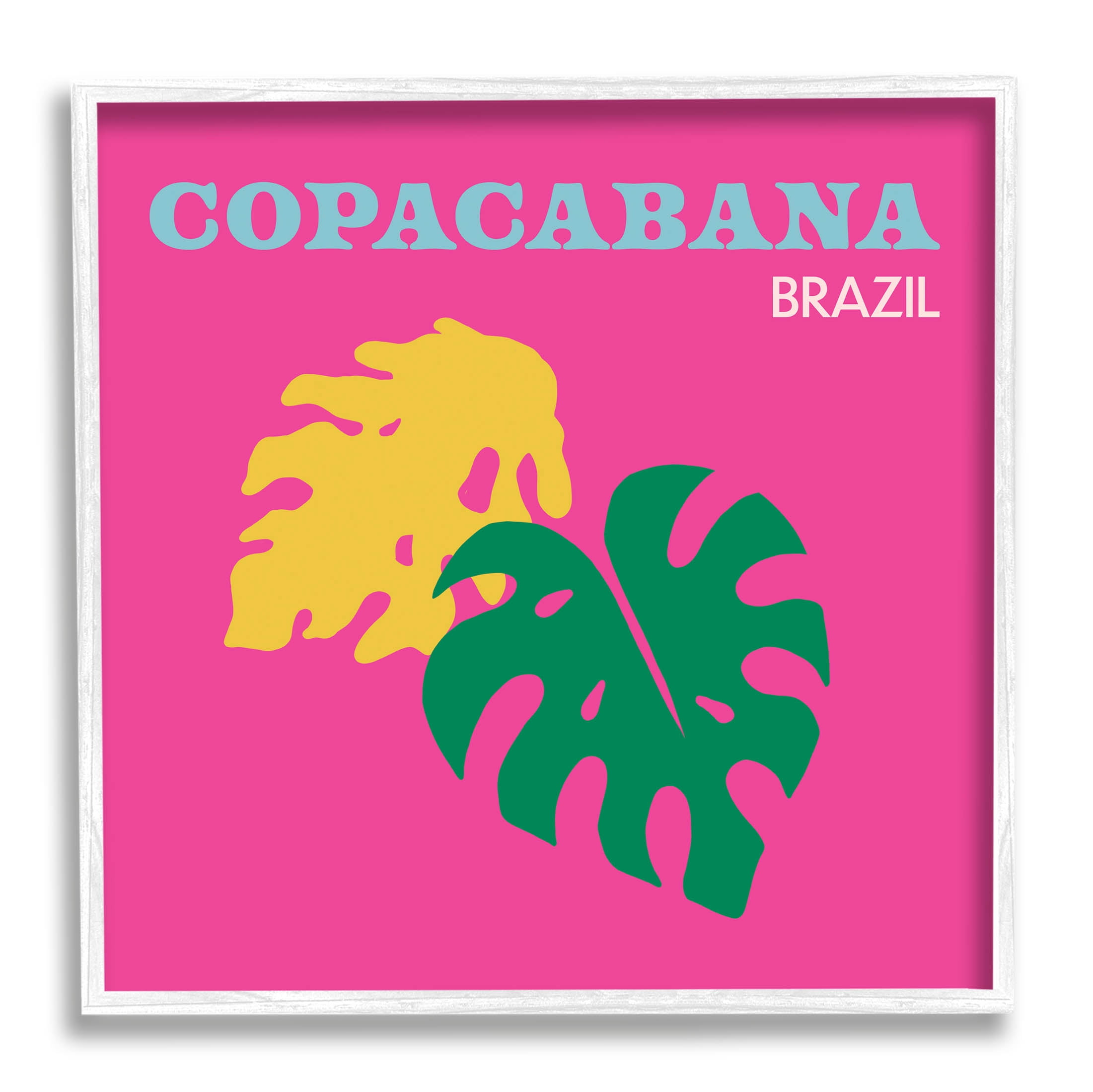 Stupell Industries Bold Copacabana Plant Leaves Graphic Art White Framed Art Print Wall Art, Design by The Saturday Evening Post