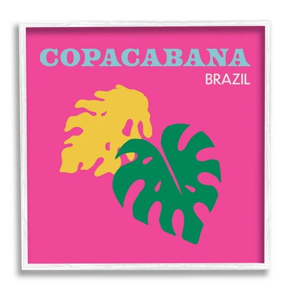 Stupell Industries Bold Copacabana Plant Leaves Graphic Art White Framed Art Print Wall Art, Design by The Saturday Evening Post