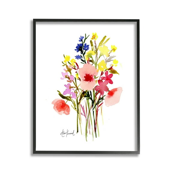 Stupell Industries Bold Cottage Bunches Botanical & Floral Painting Black Framed Art Print Wall Art, 11 x 14