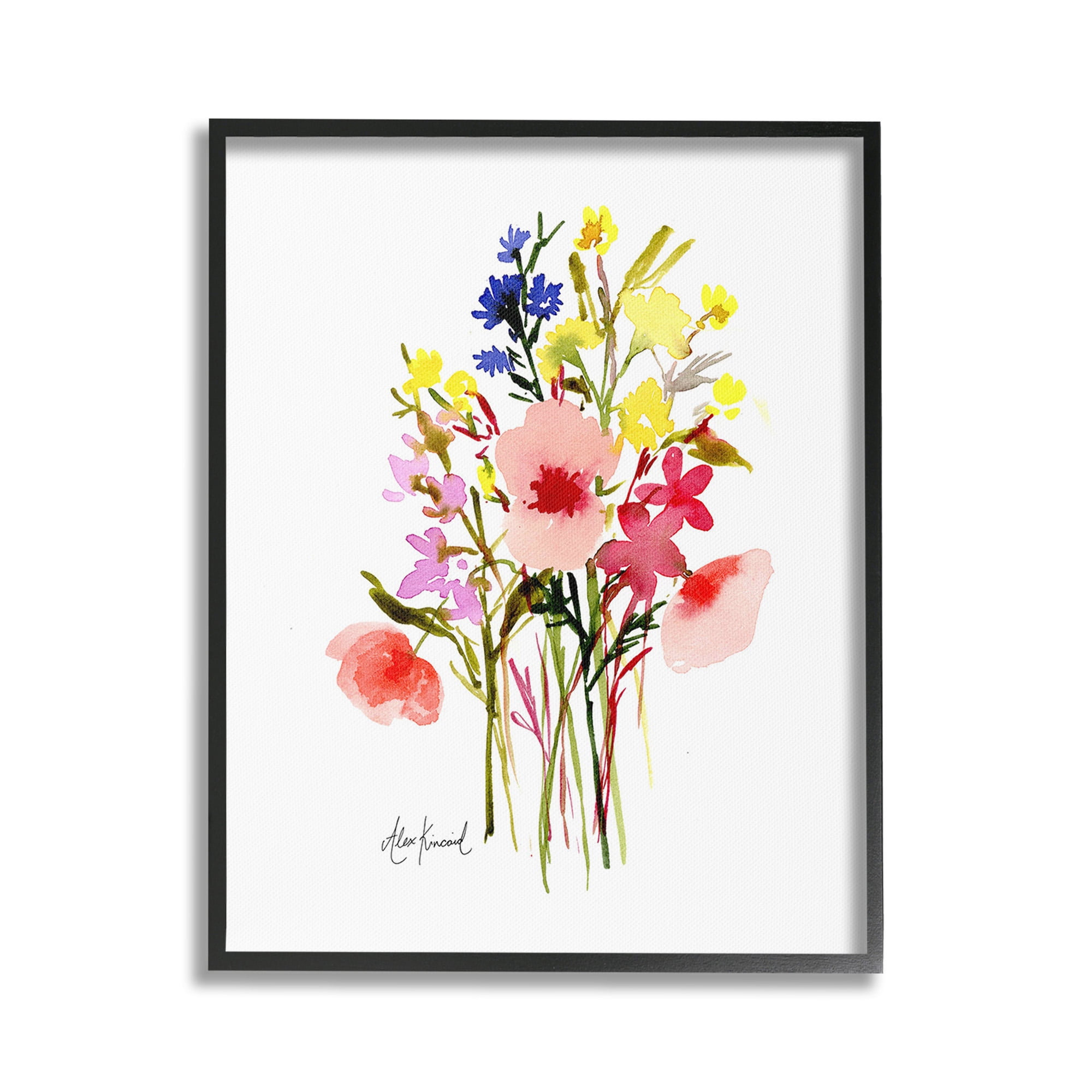 Stupell Industries Bold Cottage Bunches Botanical & Floral Painting Black Framed Art Print Wall Art, 16 x 20