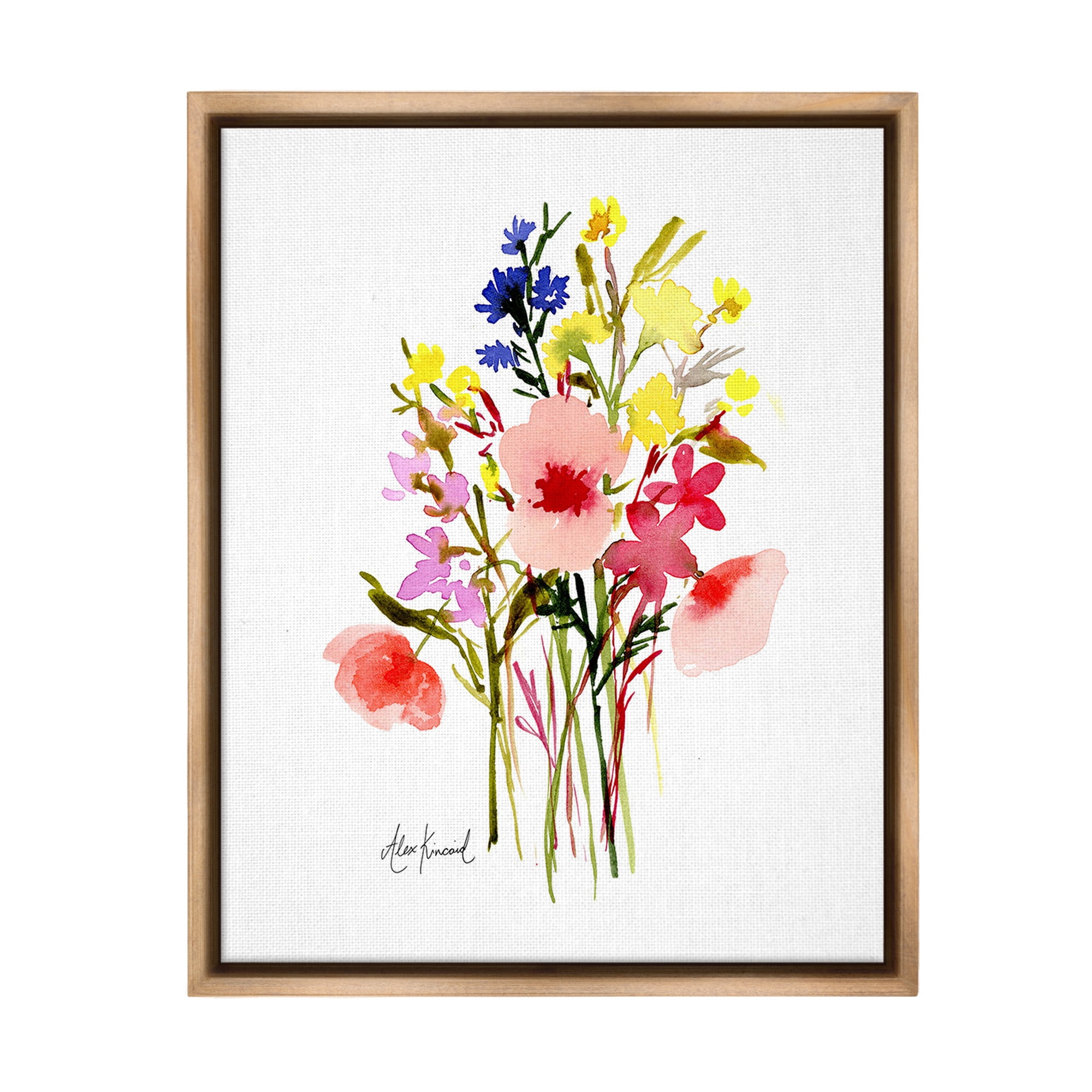 Stupell Industries Bold Cottage Bunches Botanical & Floral Painting Brown Floater Framed Canvas Art Print Wall Art, 17 x 21