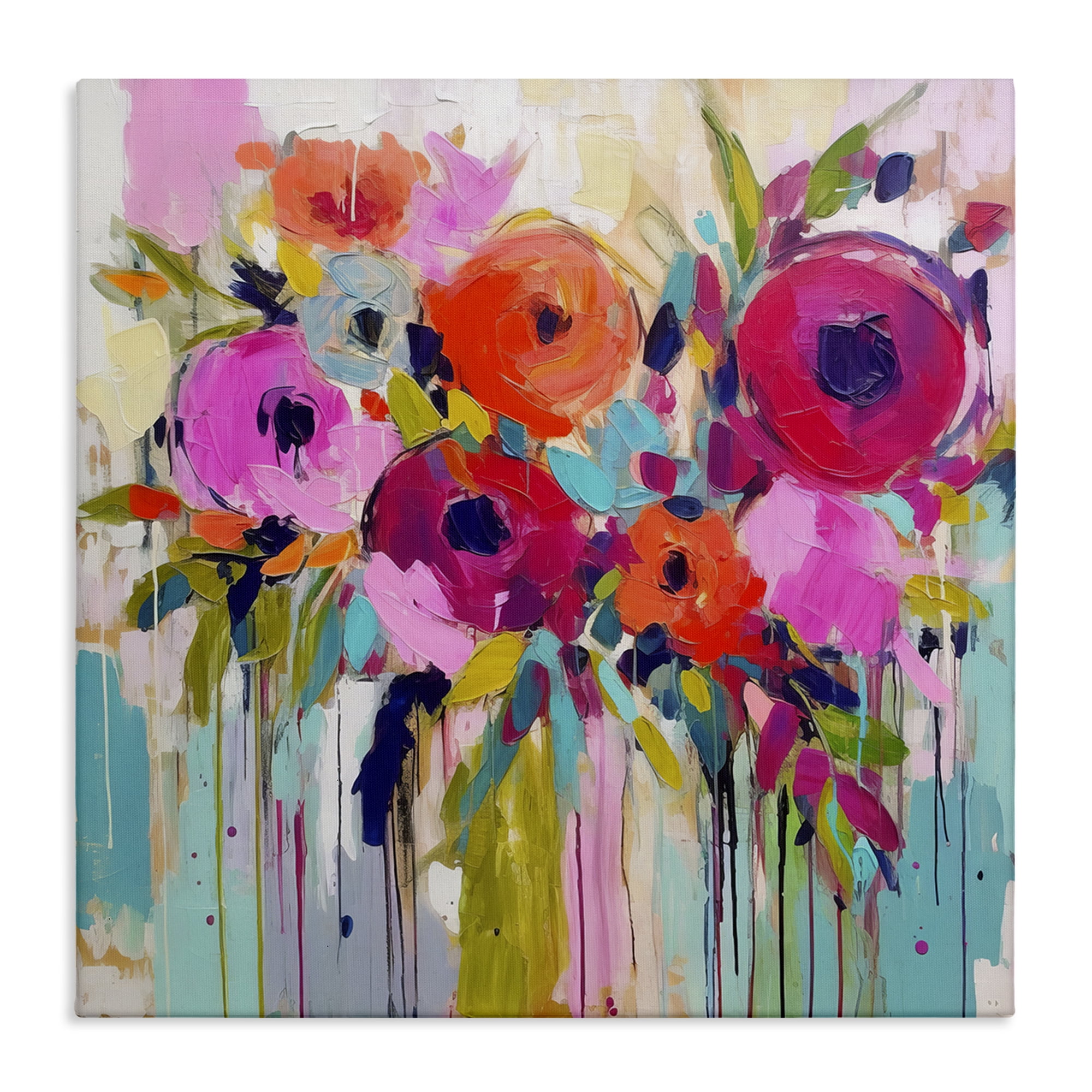 Stupell Industries Bold Drip Roses Plants & Flowers Painting Wrapped Canvas Art Print Wall Art, 24 x 24