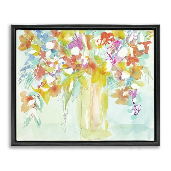 Stupell Industries Bold Eclectic Bouquet Botanical & Floral Painting Black Floater Framed Art Print Wall Art, 21 x 17