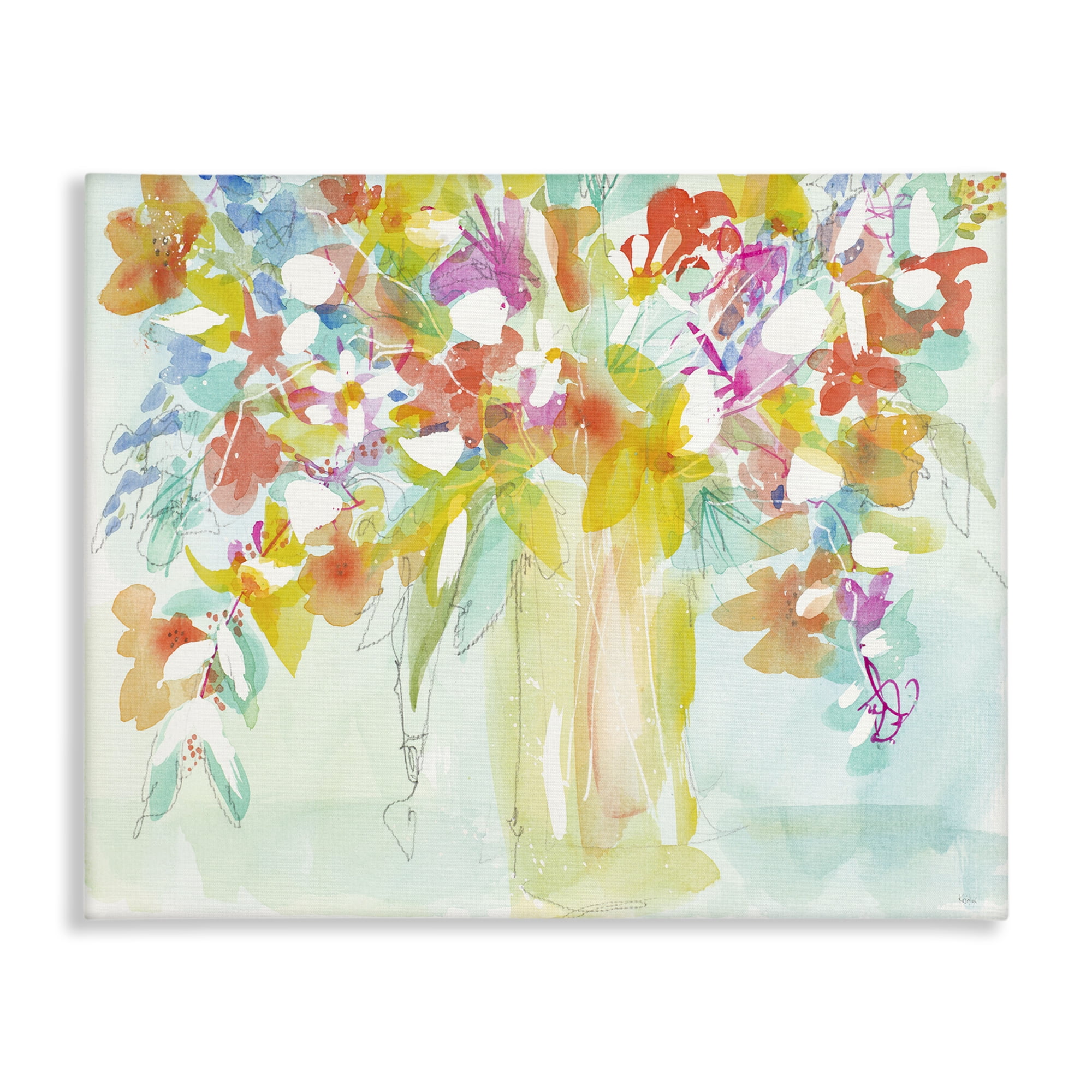 Stupell Industries Bold Eclectic Bouquet Botanical & Floral Painting Gallery Wrapped Canvas Art Print Wall Art, 48 x 36