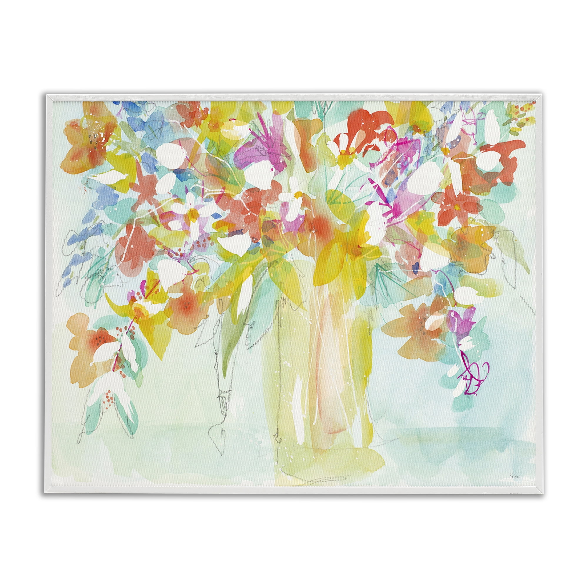 Stupell Industries Bold Eclectic Bouquet Botanical & Floral Painting White Framed Art Print Wall Art, 14 x 11