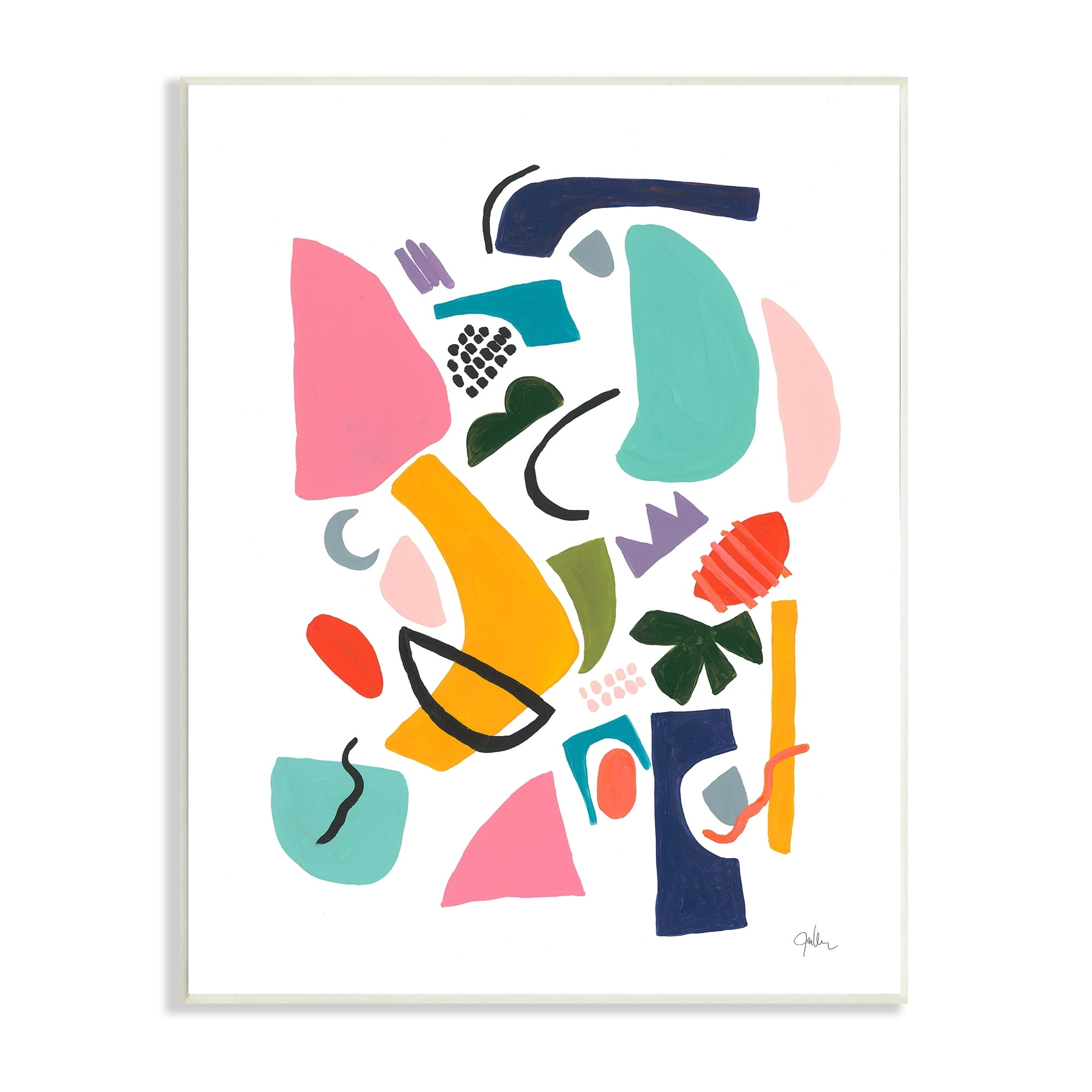 Stupell Industries Bold Expressive Shapes Abstract Painting Funky Geometry, 13 x 19,Design by Jan Weiss