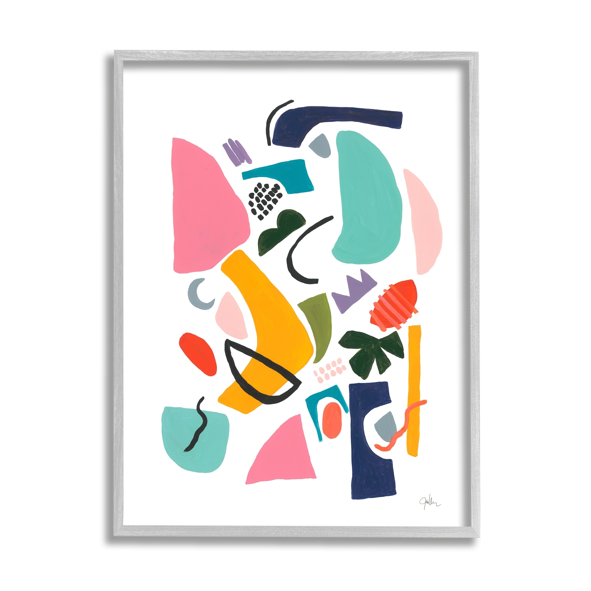 Stupell Industries Bold Expressive Shapes Abstract Painting Funky Geometry, 24 x 30,Design by Jan Weiss