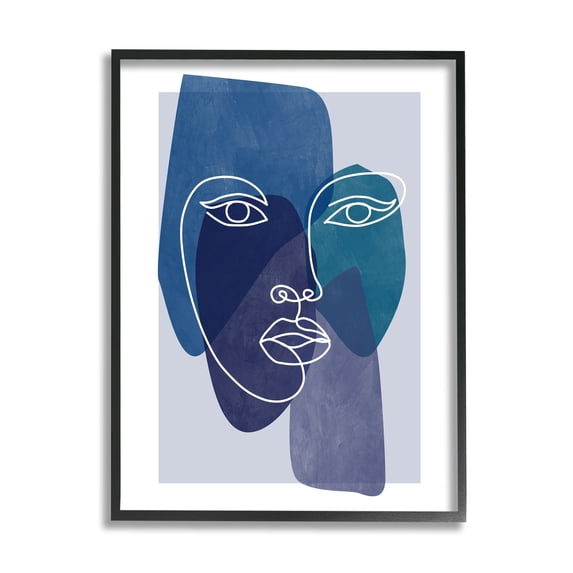 Stupell Industries Bold Face Line Doodle Modern Geometric Shapes Framed Wall Art, 11 x 14, Design by Birch&Ink