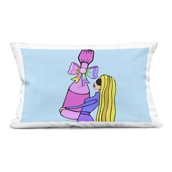 Stupell Industries Bold Fashionista with Wine Bottle Design by Katie Conley Throw Pillow