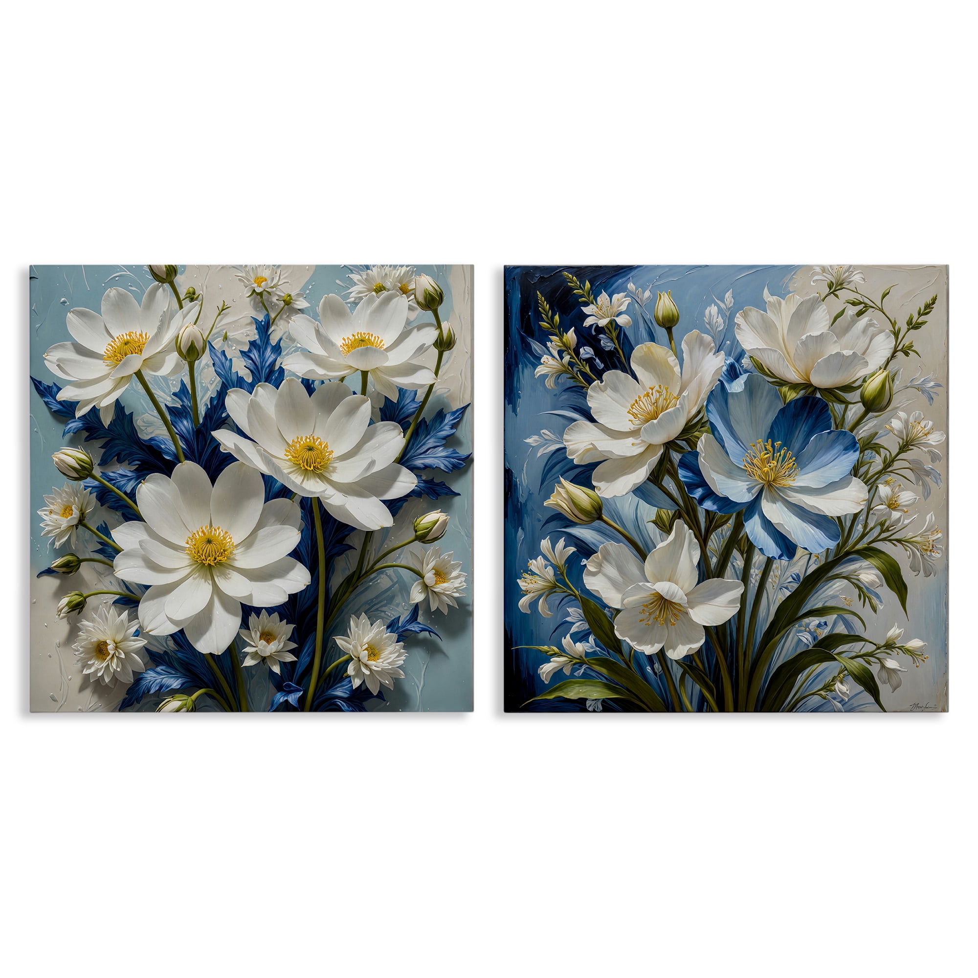Stupell Industries Bold Floral Bunches Floral & Botanical Painting Wrapped Canvas Art Print Wall Art, 17 x 17, Set of 2