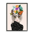 thumbnail image 1 of Stupell Industries Bold Floral Design Grey Cat Striped Sweater Framed Wall Art, 11 x 14, Design by Ioana Horvat, 1 of 5