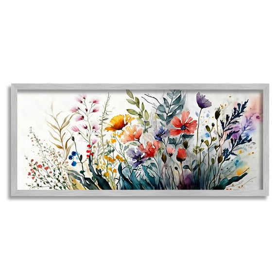 Stupell Industries Bold Floral Hues Blooming Nature Botanical & Floral Painting Gray Framed Art Print Wall Art