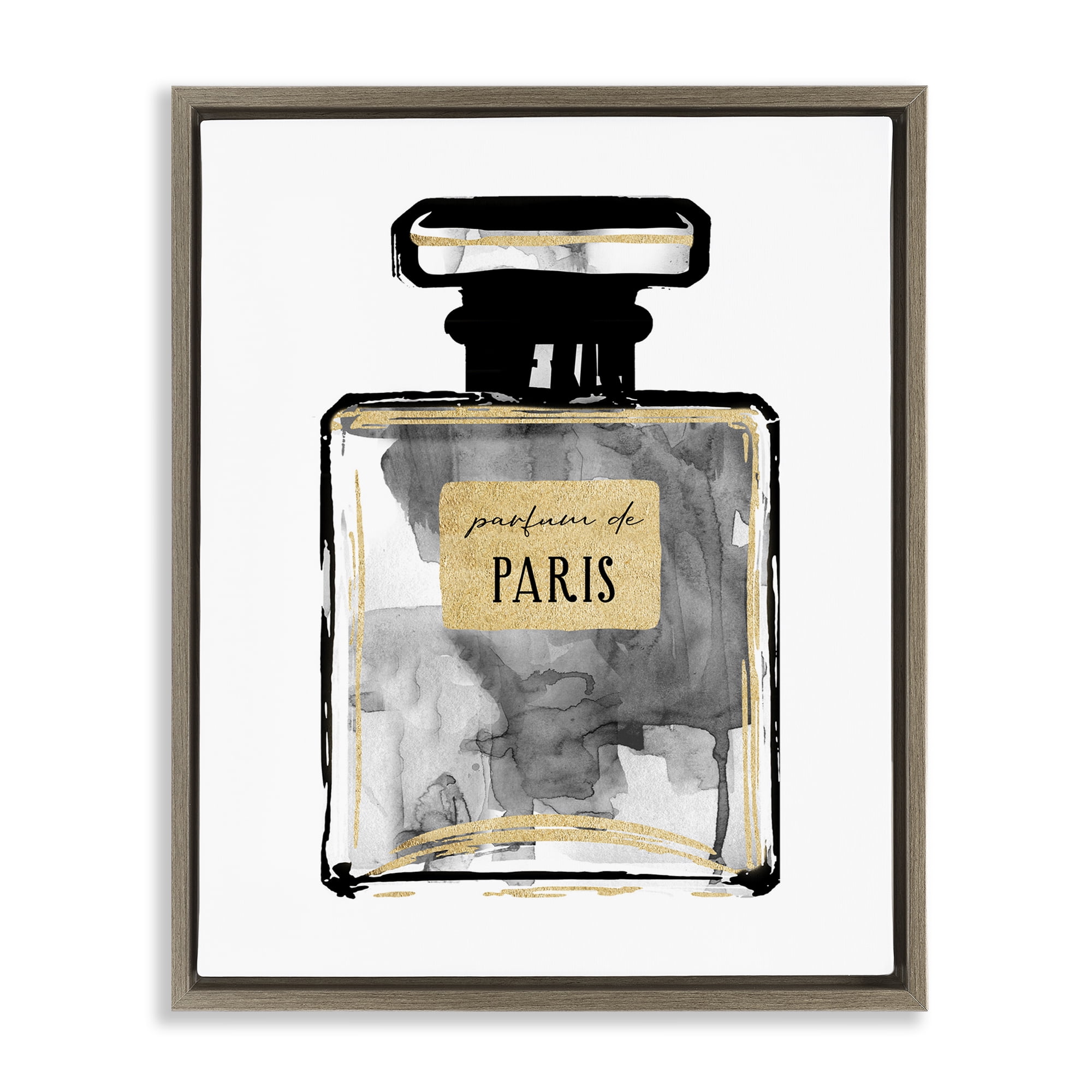Stupell Industries Bold French Perfume Beauty & Fashion Painting Brown Floater Framed Art Print Wall Art, 17 x 21