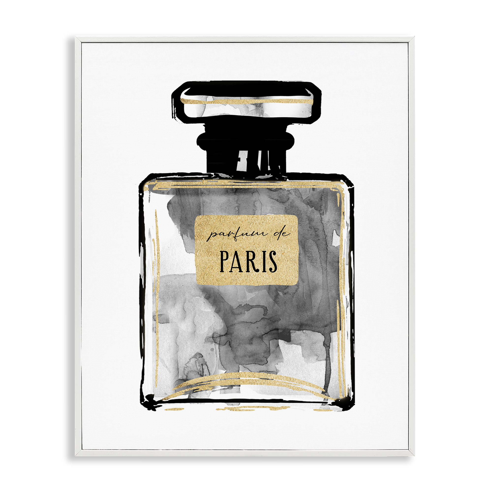 Stupell Industries Bold French Perfume Beauty & Fashion Painting White Framed Art Print Wall Art, 11 x 14