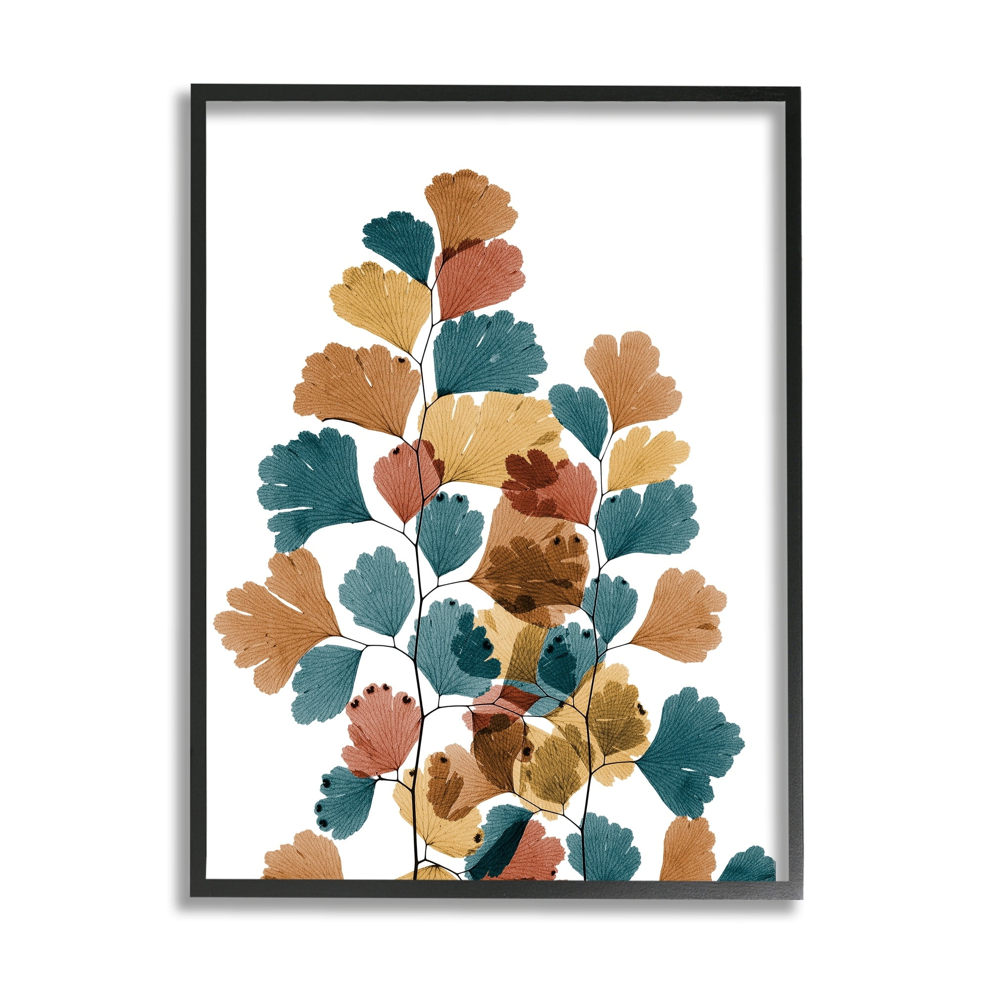 Stupell Industries Bold Ginkgo Leaf Arrangement Blue Orange Modern Botanicals, 11 x 14,Design by Albert Koetsier