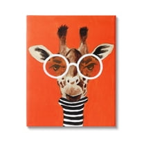 Stupell Industries Bold Giraffe Turtleneck & Glasses Animals & Insects Painting Gallery Wrapped Canvas Print Wall Art
