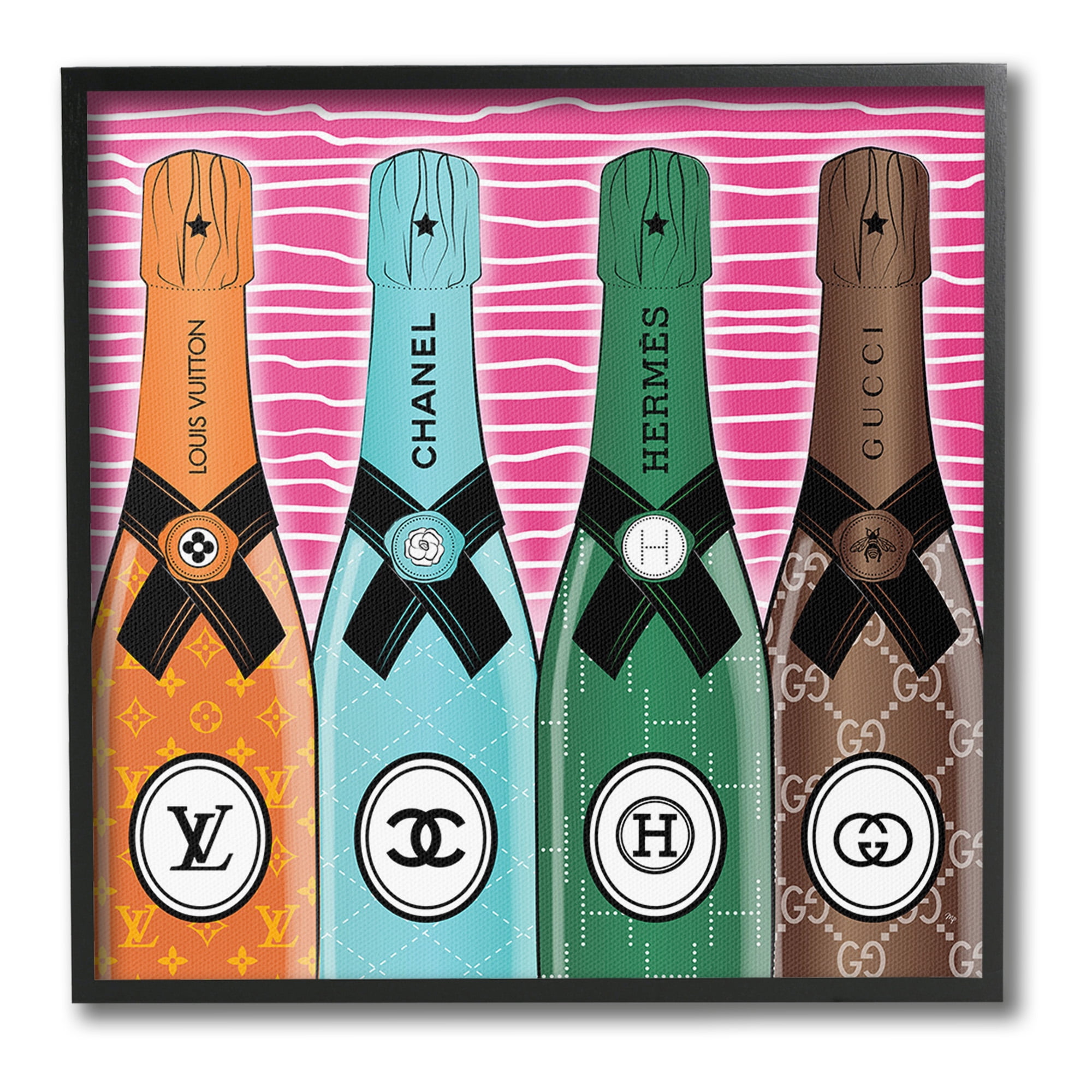 Stupell Industries Bold Glam Bottles Food & Beverage Painting Black Framed Art Print Wall Art, 12 x 12