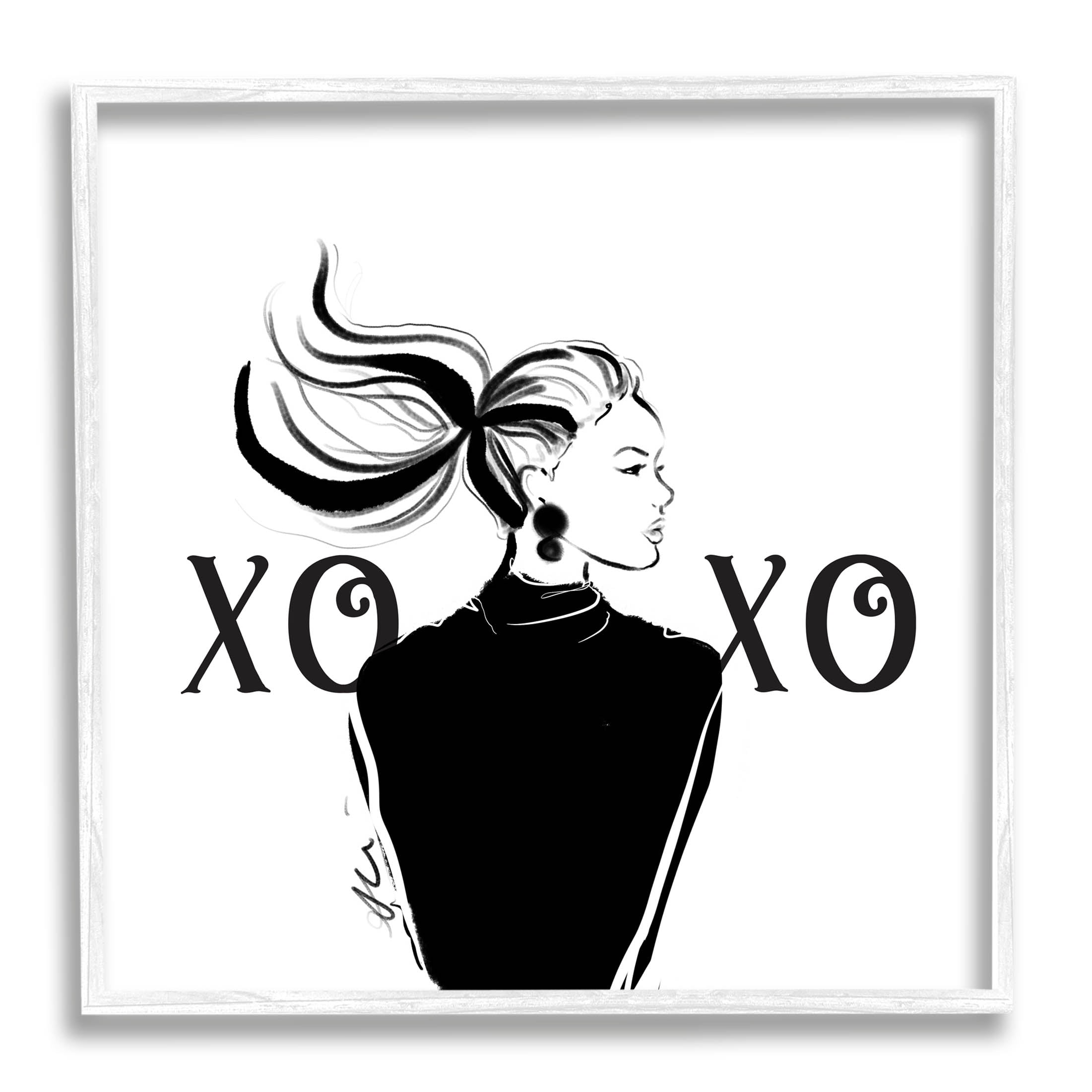 Stupell Industries Bold Glam XOXO Portrait Graphic Art White Framed Art Print Wall Art, Design by Alison Petrie