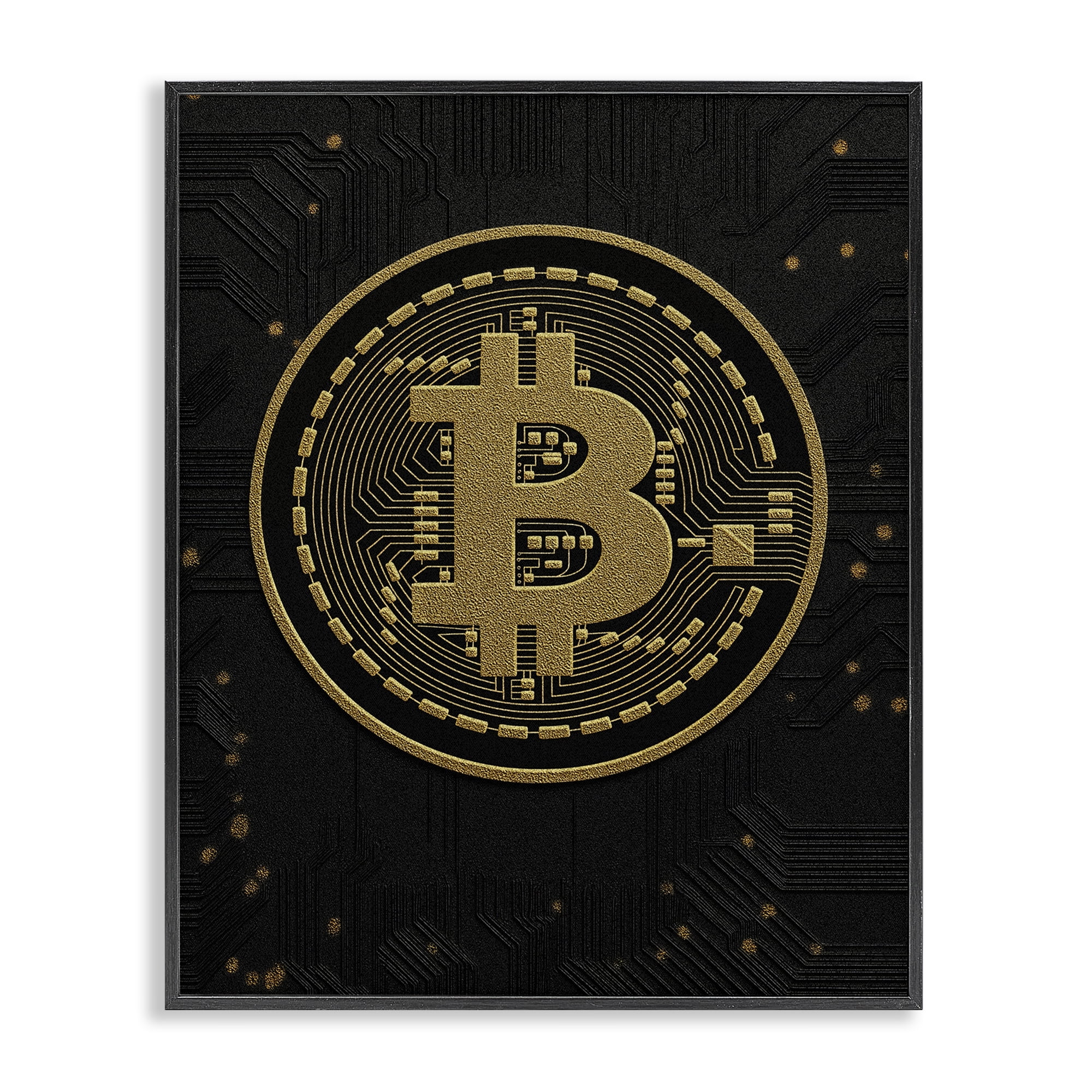 Stupell Industries Bold Golden Digital Currency Black Framed Giclee Art, design by Svetlana Aleynikova