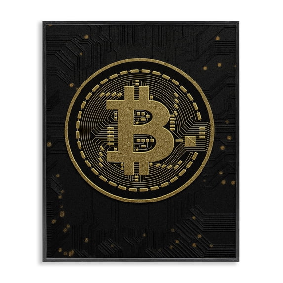 Stupell Industries Art Deco Bold Golden Digital Currency Black Framed Giclee Art, 11 x 14, by Svetlana Aleynikova