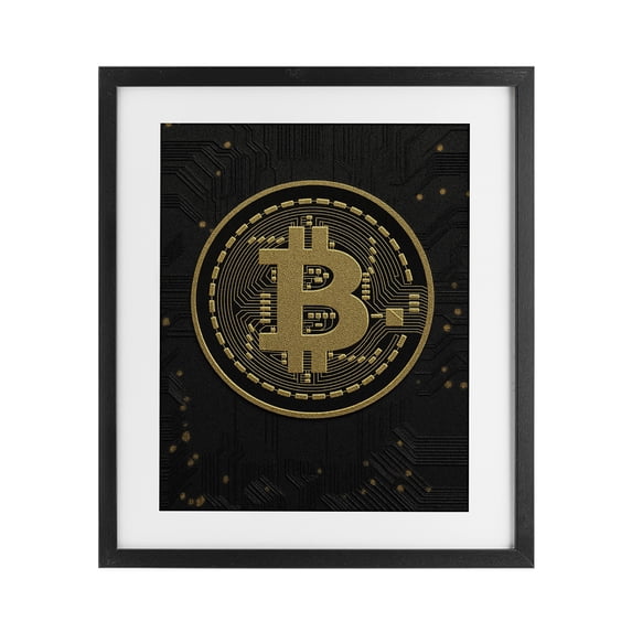 Stupell Industries Art Deco Bold Golden Digital Currency Black Framed Print Under Glass, 13 x 16, by Svetlana Aleynikova