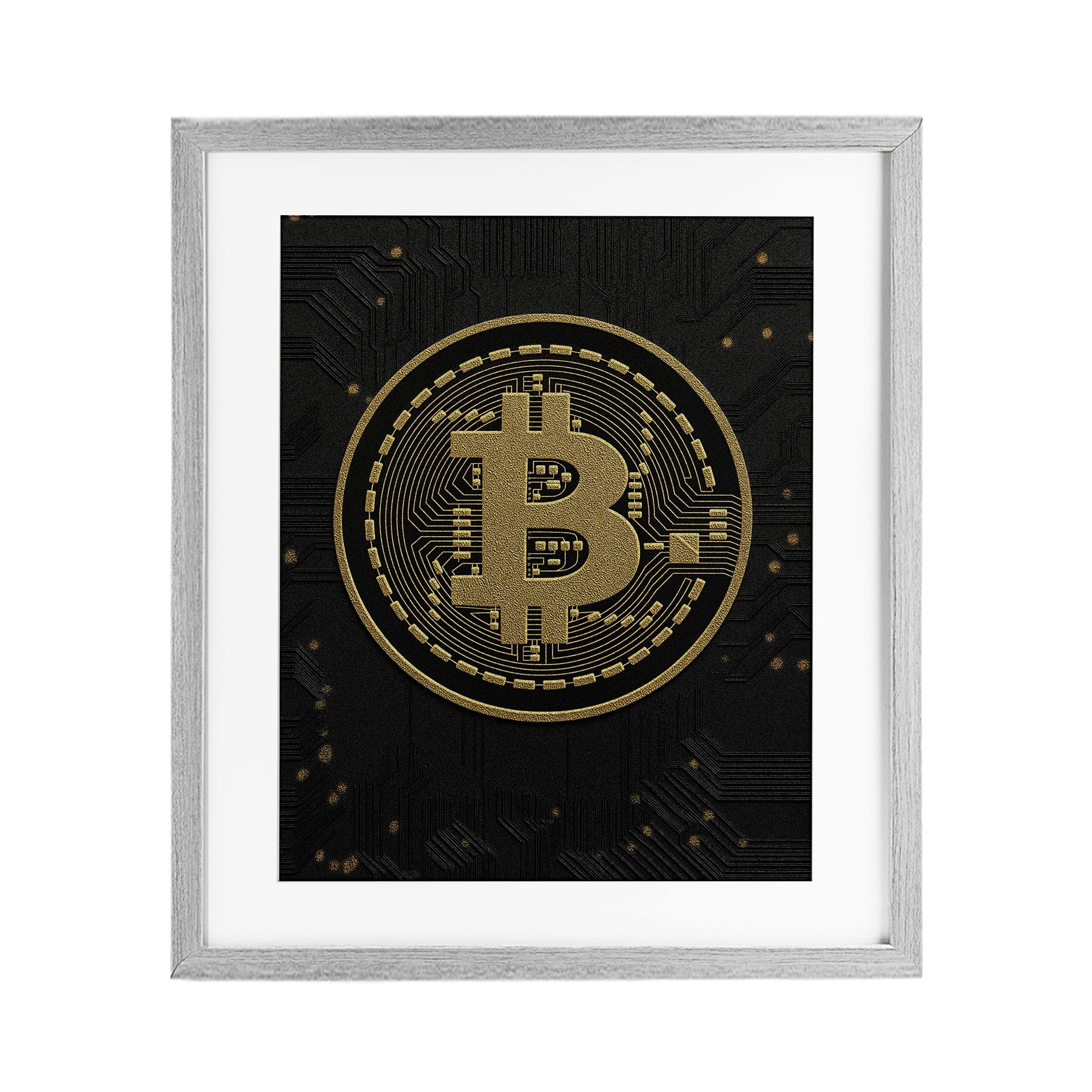 Stupell Industries Bold Golden Digital Currency Gray Framed Print Under Glass, design by Svetlana Aleynikova