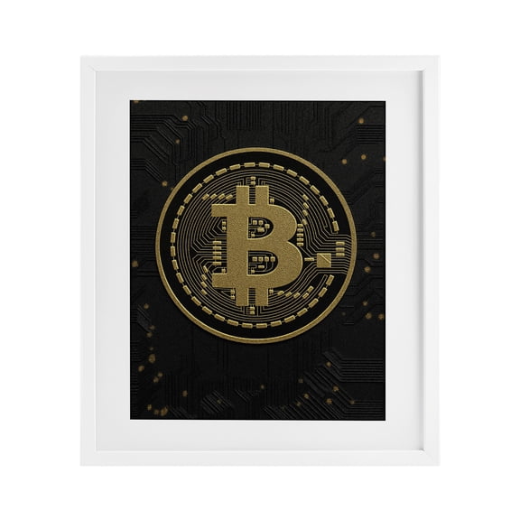 Stupell Industries Art Deco Bold Golden Digital Currency White Framed Print Under Glass, 17 x 21, by Svetlana Aleynikova