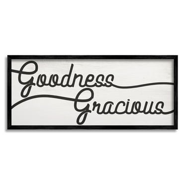 Stupell Industries Bold Goodness Gracious Phrase Minimal Family Text Typography Painting Black Framed Art Print Wall Art, 10 x 24