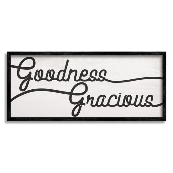 Stupell Industries Bold Goodness Gracious Phrase Minimal Family Text Typography Painting Black Framed Art Print Wall Art, 13 x 30