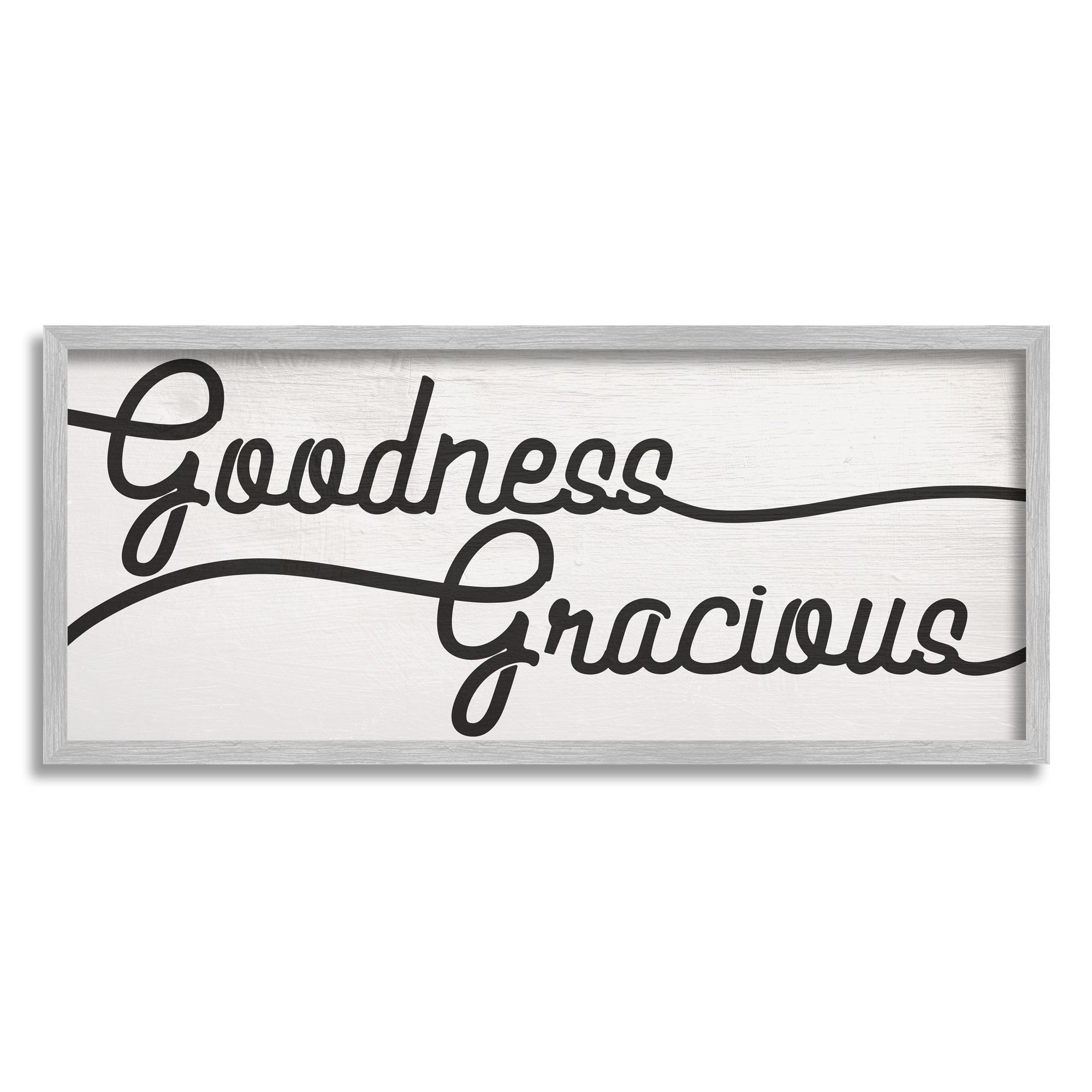 Stupell Industries Bold Goodness Gracious Phrase Minimal Family Text Typography Painting Gray Framed Art Print Wall Art, 13 x 30