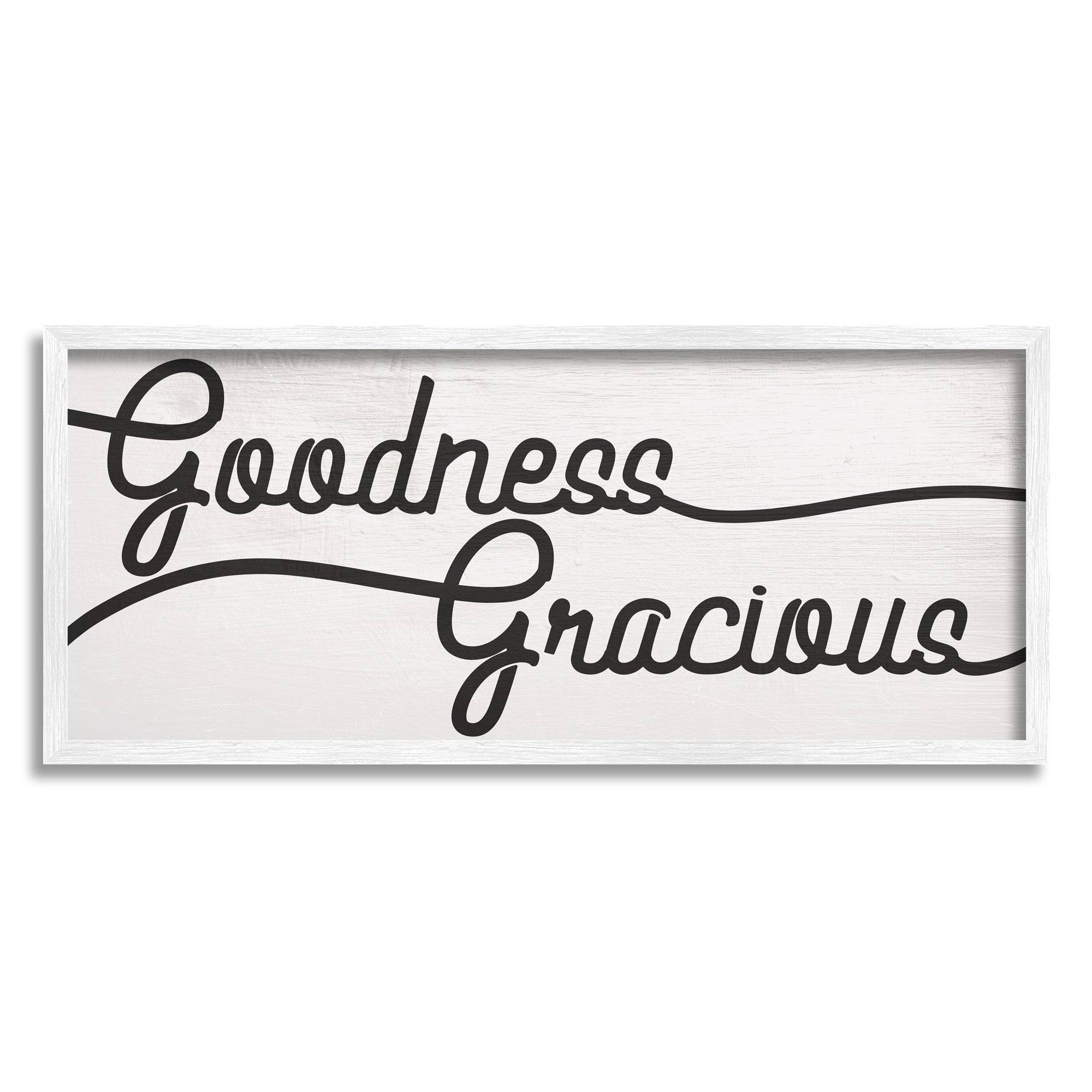 Stupell Industries Bold Goodness Gracious Phrase Minimal Family Text Typography Painting White Framed Art Print Wall Art, 10 x 24