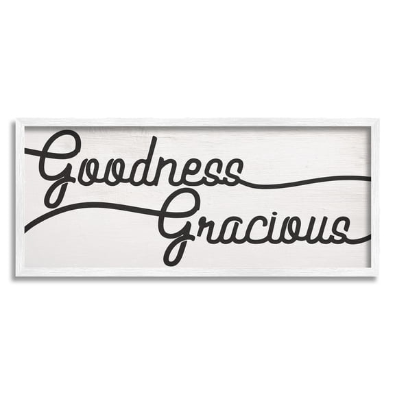 Stupell Industries Bold Goodness Gracious Phrase Minimal Family Text Typography Painting White Framed Art Print Wall Art, 10 x 24