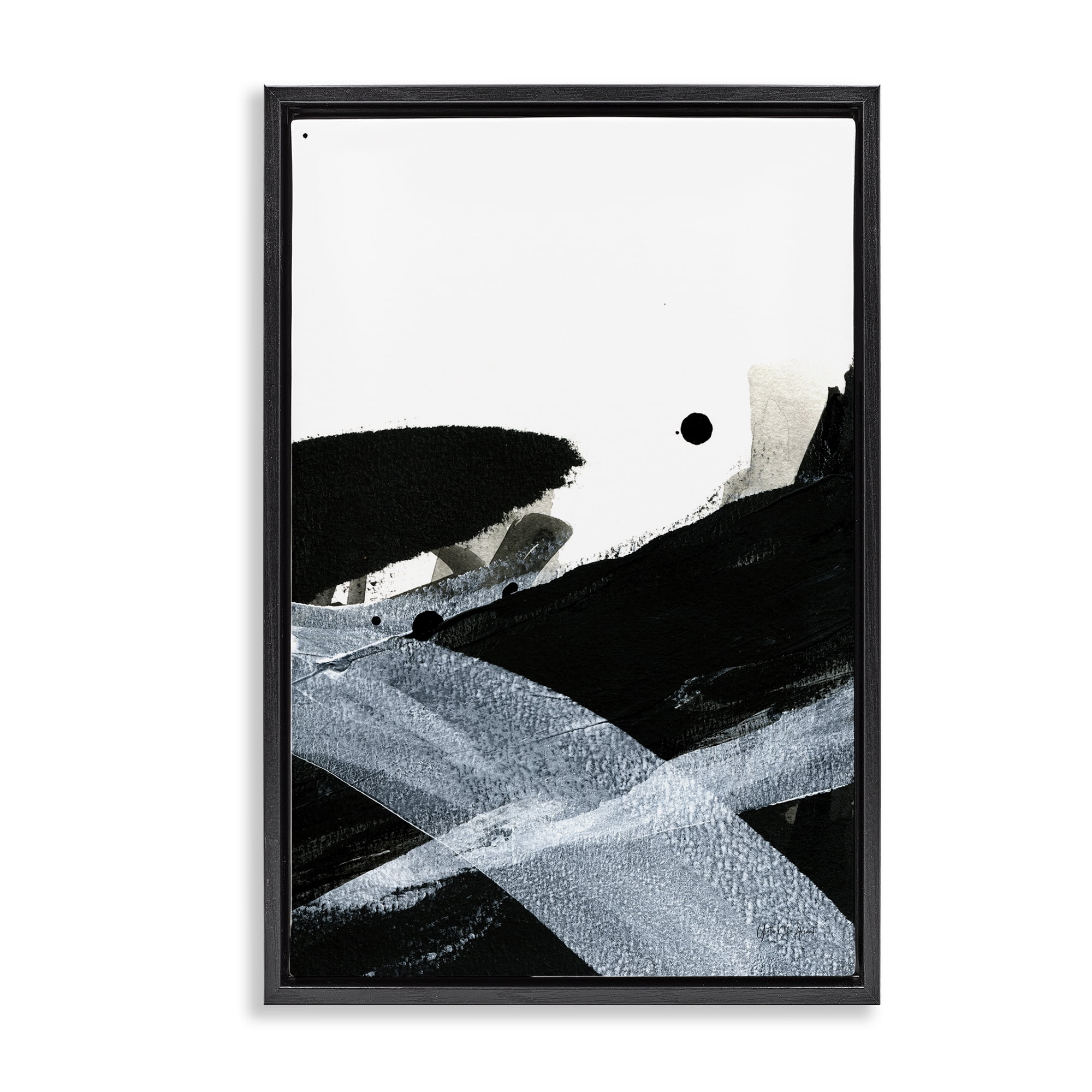 Stupell Industries Bold Gradient Movement Abstract Painting Black Floater Framed Canvas Art Print Wall Art, 17 x 25