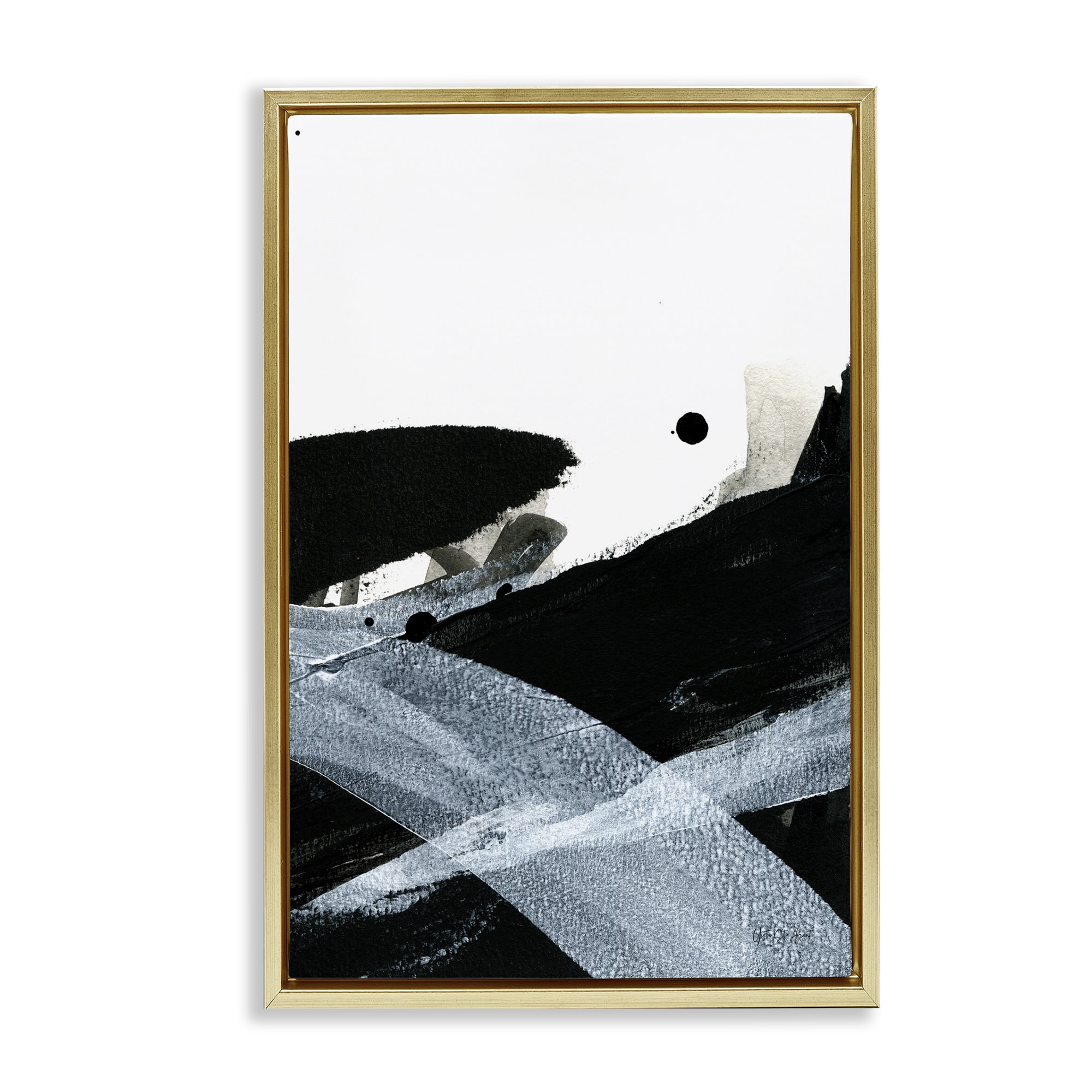 Stupell Industries Bold Gradient Movement Abstract Painting Gold Floater Framed Canvas Art Print Wall Art, 17 x 25