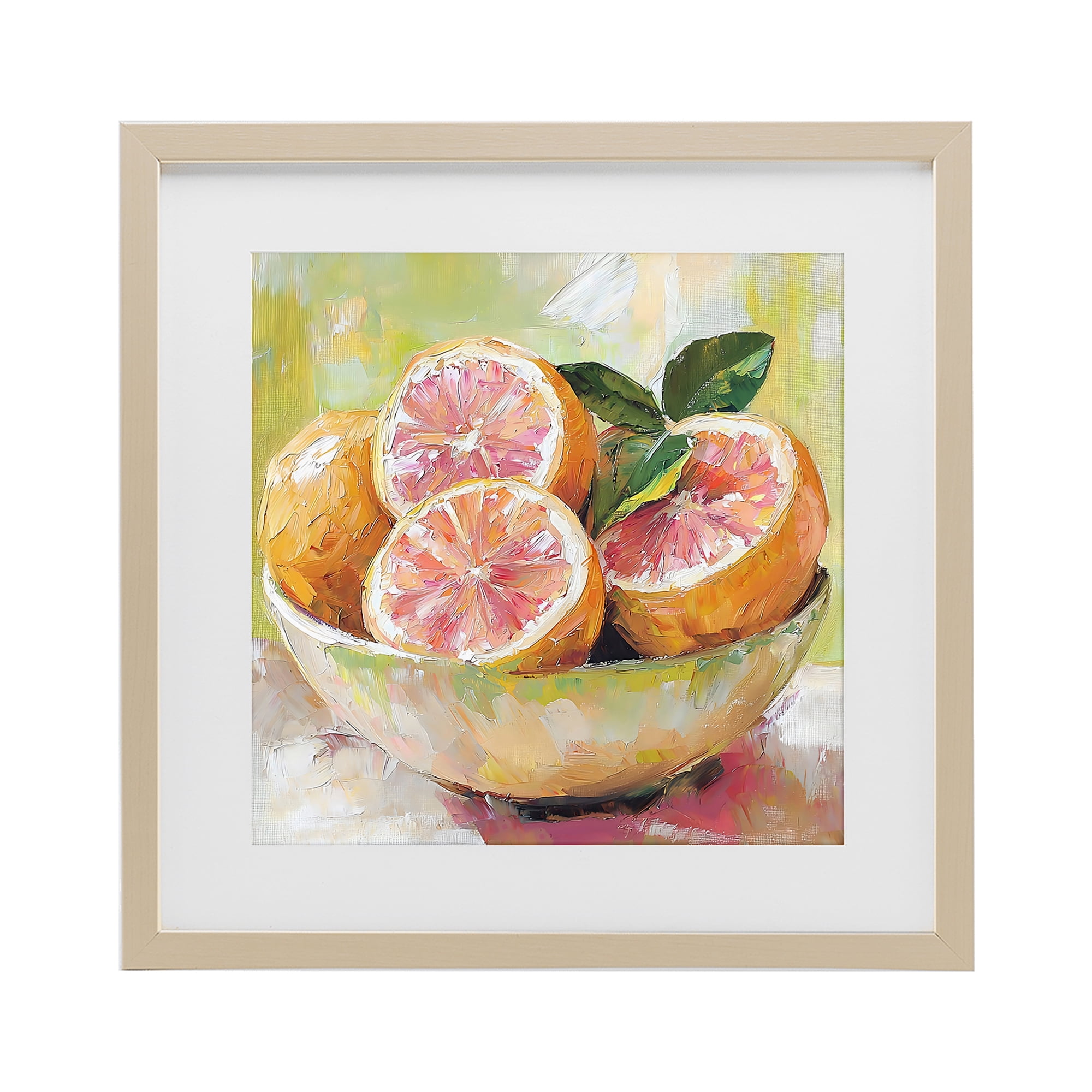 Stupell Industries Bold Grapefruit in Ceramic Bowl Birch Framed Print Under Glass, design by Riley B
