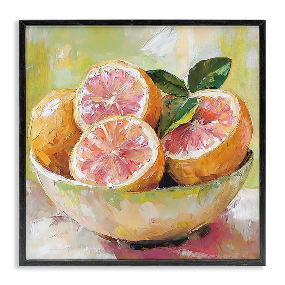 Stupell Industries Modern Bold Grapefruit in Ceramic Bowl Black Framed Giclee Art, 12 x 12, by Riley B