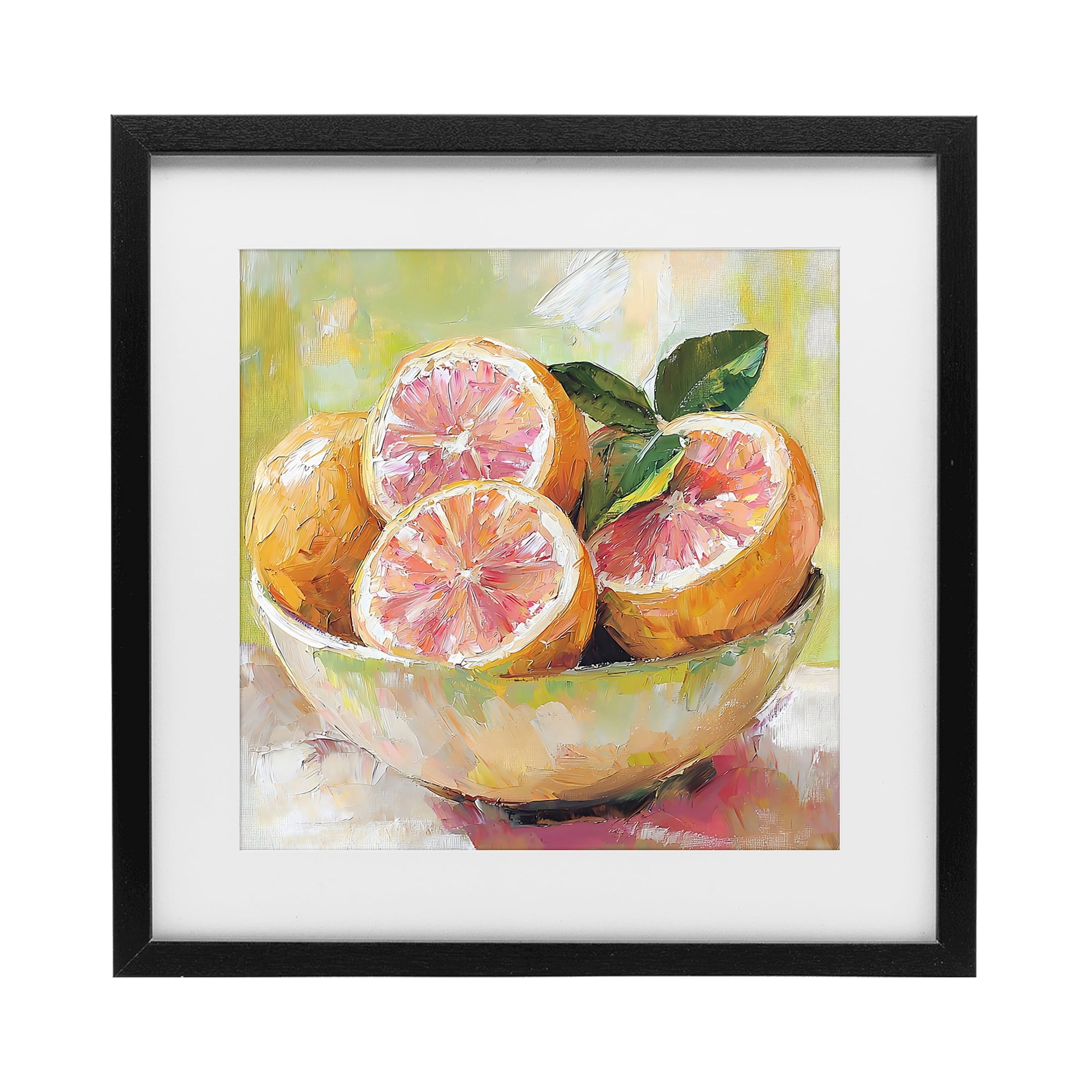 Stupell Industries Bold Grapefruit in Ceramic Bowl Black Framed Print Under Glass, design by Riley B