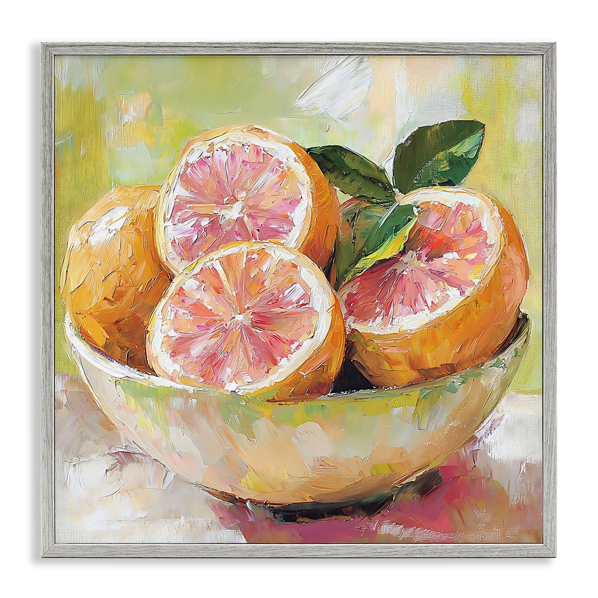 Stupell Industries Bold Grapefruit in Ceramic Bowl Gray Framed Giclee Art, design by Riley B