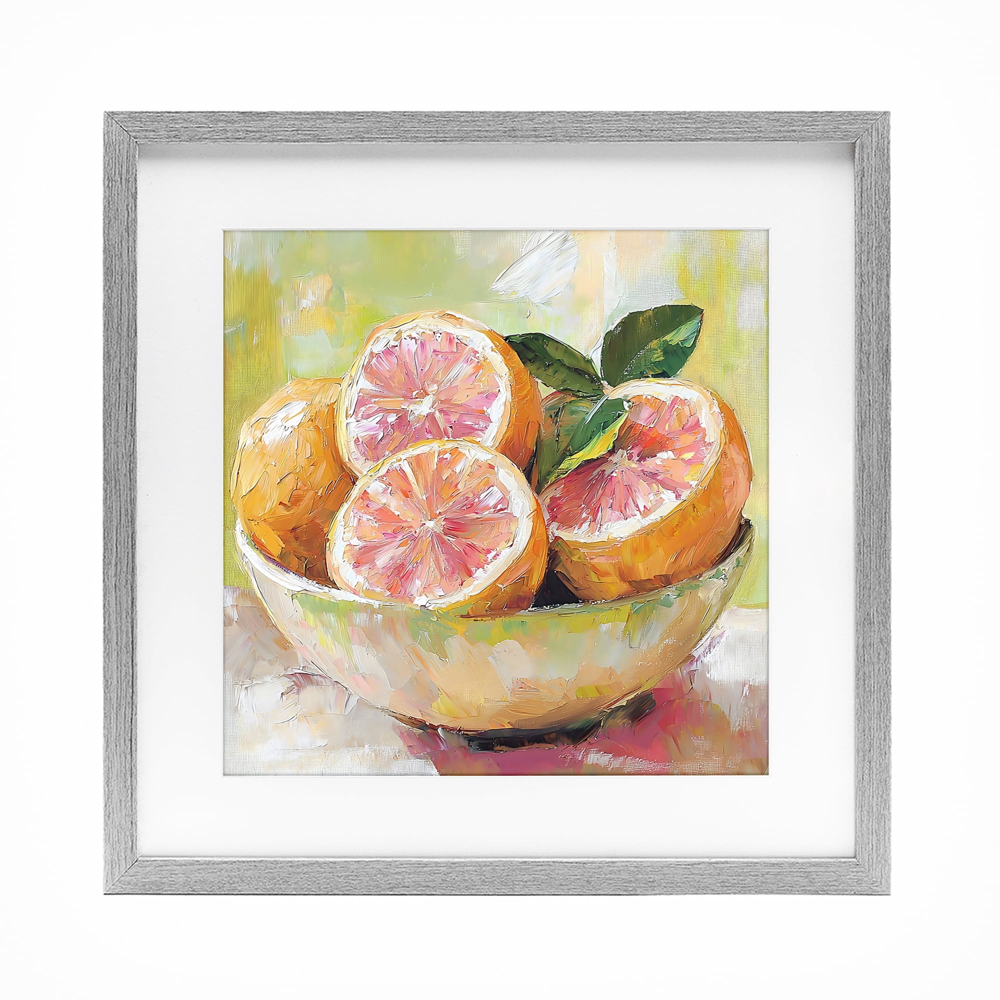 Stupell Industries Bold Grapefruit in Ceramic Bowl Gray Framed Print Under Glass, design by Riley B