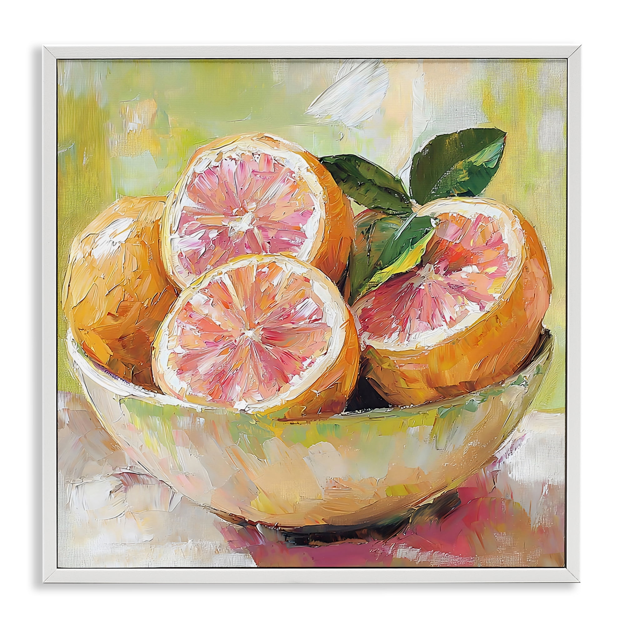 Stupell Industries Bold Grapefruit in Ceramic Bowl White Framed Giclee Art, design by Riley B