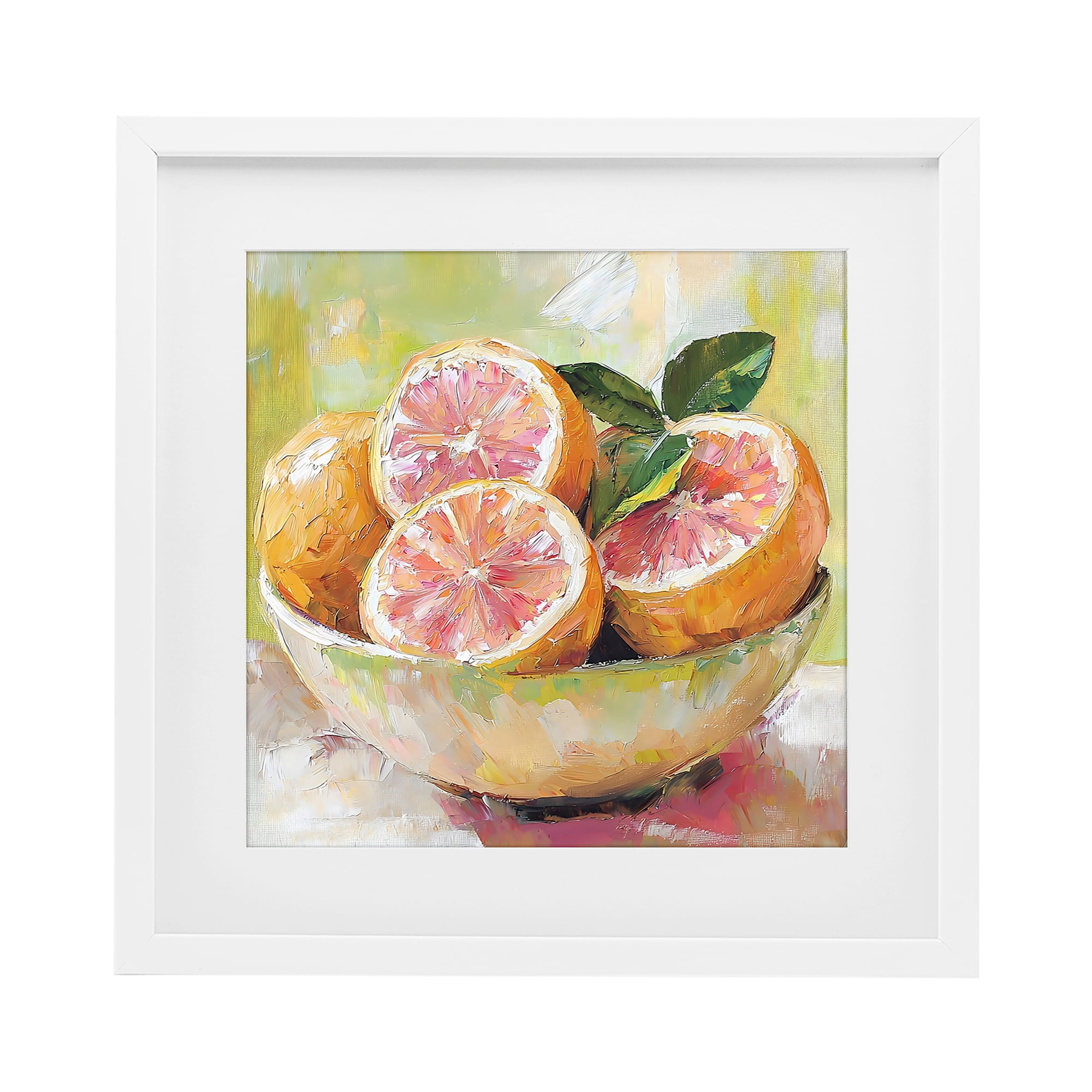 Stupell Industries Bold Grapefruit in Ceramic Bowl White Framed Print Under Glass, design by Riley B