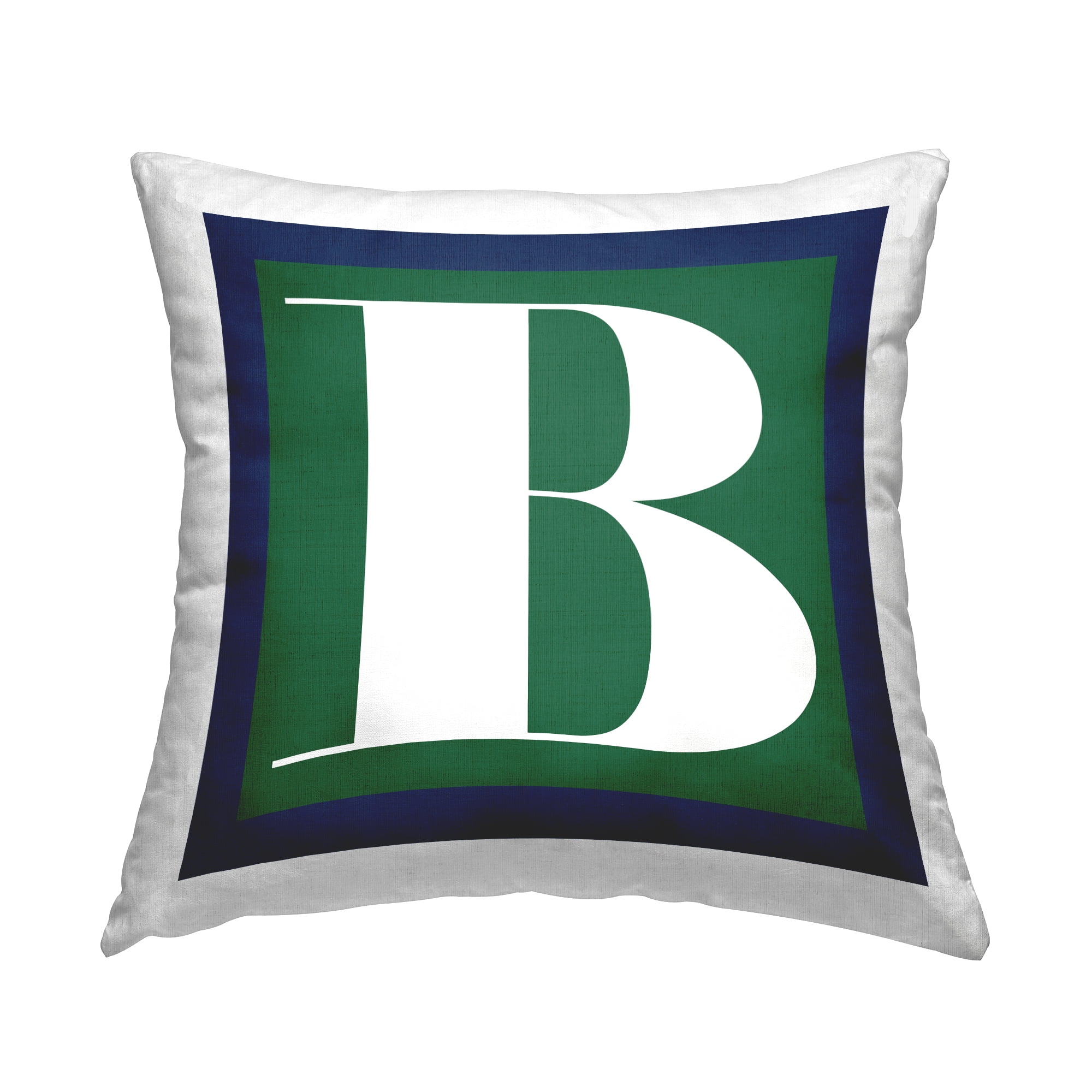 Stupell Industries Bold Green Letter B Square Decorative Printed Throw Pillow, 18 x 18