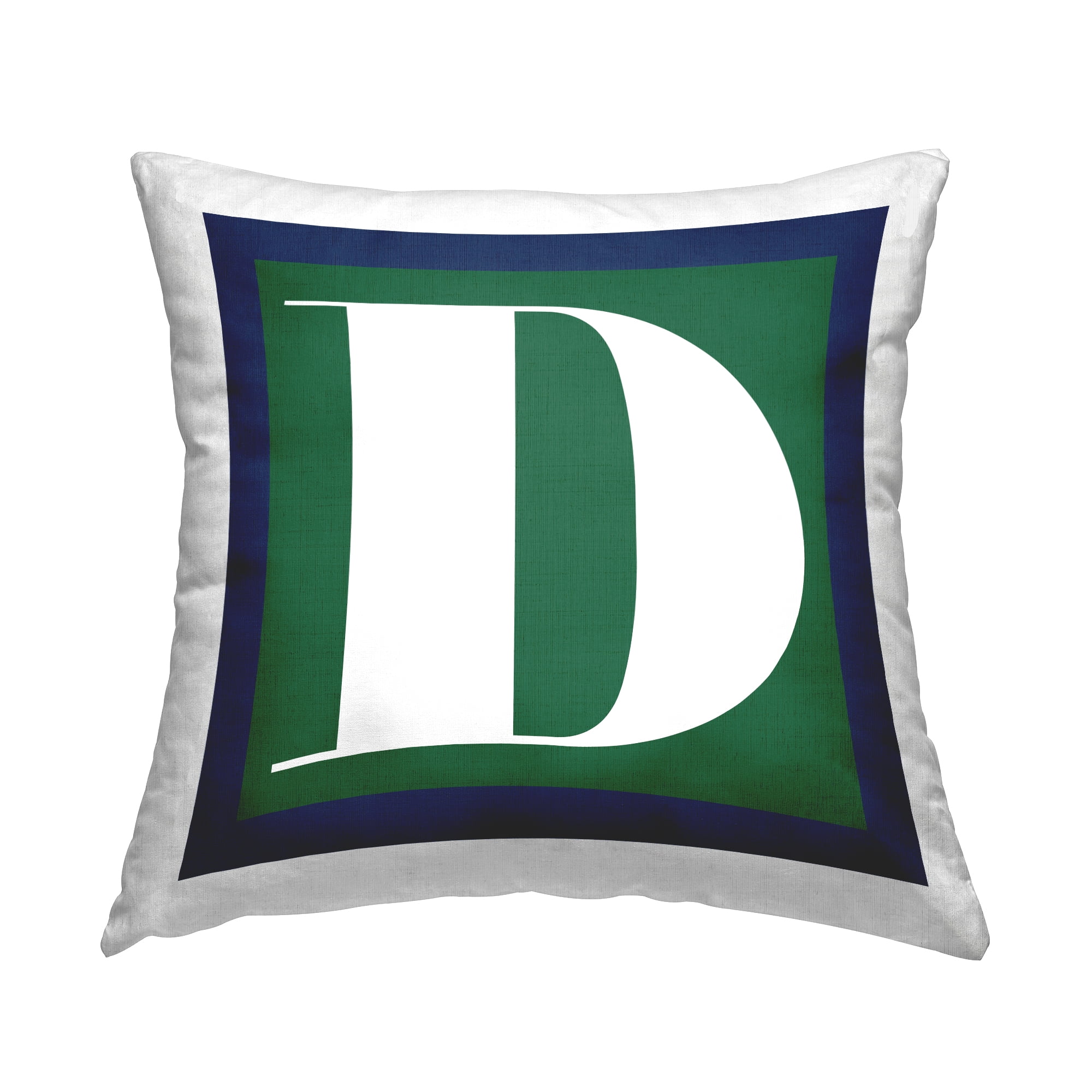 Stupell Industries Bold Green Letter D Square Decorative Printed Throw Pillow, 18 x 18