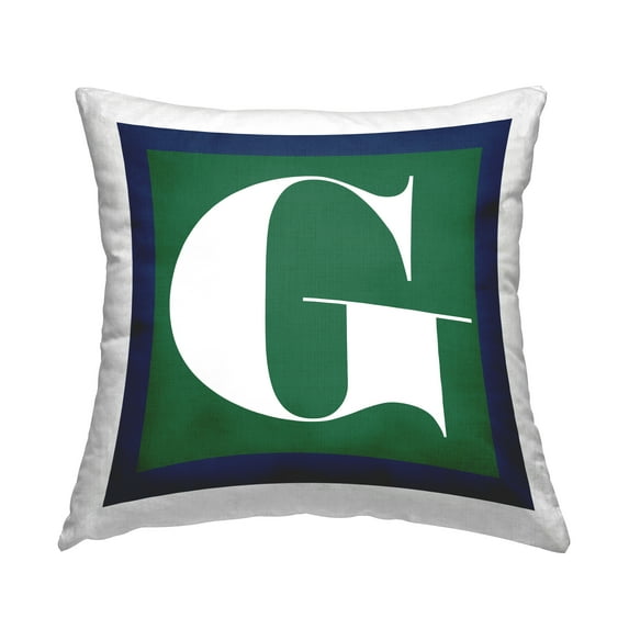 Stupell Industries Bold Green Letter G Square Decorative Printed Throw Pillow, 18 x 18